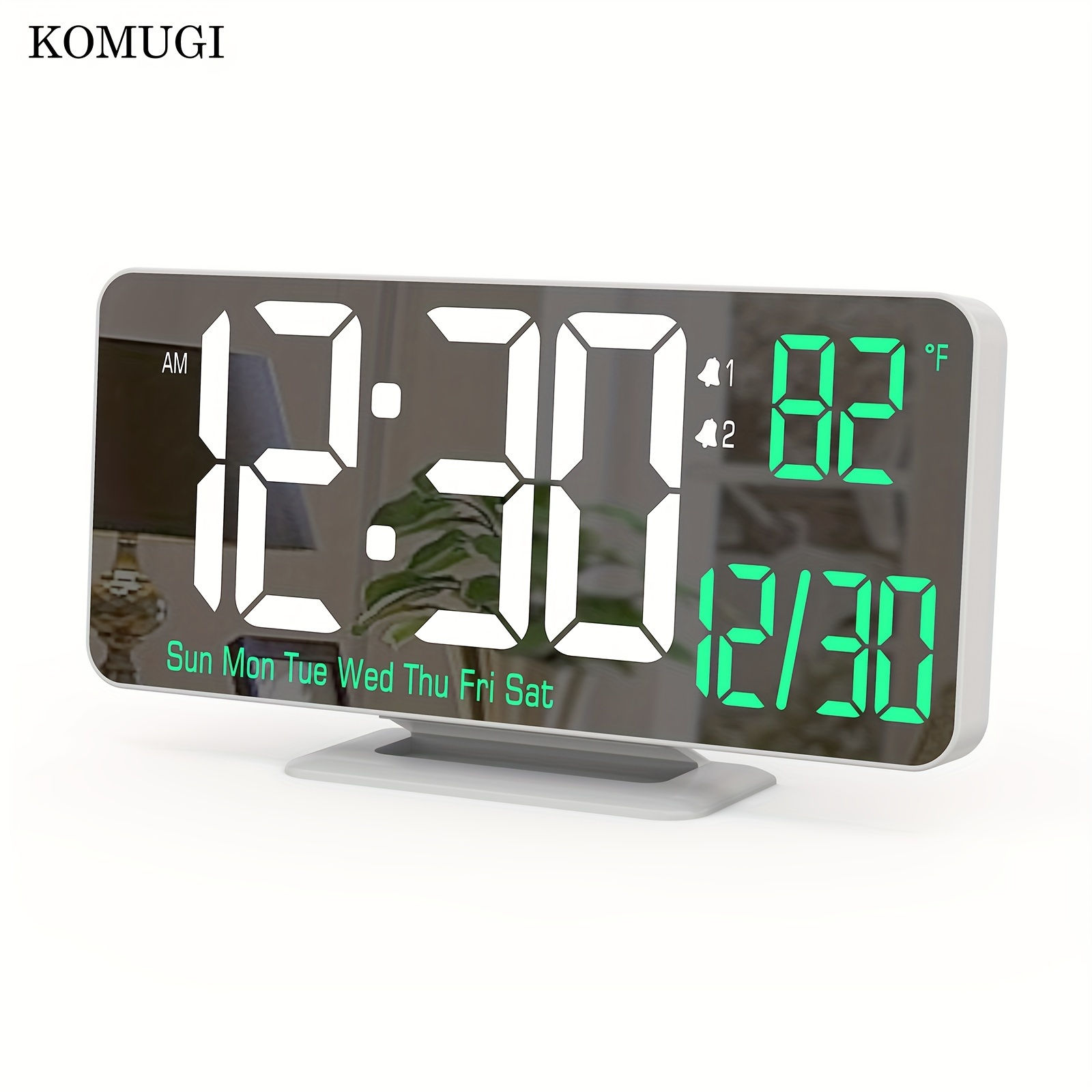 1pc Modern Digital Mirror Alarm Clock - 6.7" Large LED Display, Dual Alarms, Dat