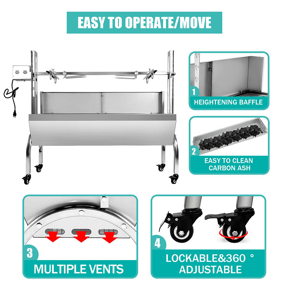 Thumbnail: Outdoor Party Electric Rotisserie Grill Cooking Hog Lamb Anti-Rust Wood Fire Sta