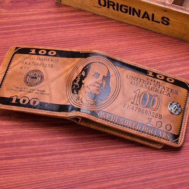 Thumbnail: Fashion Wallets With 100 US Dollar Pattern Wallet Male Leather Photo Card Holder
