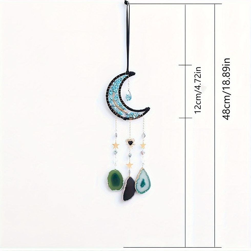 Thumbnail: 12cm X 48cm Resin Agate Moon Phase Dreamcatcher, Metal & Stone Material, Life Tr