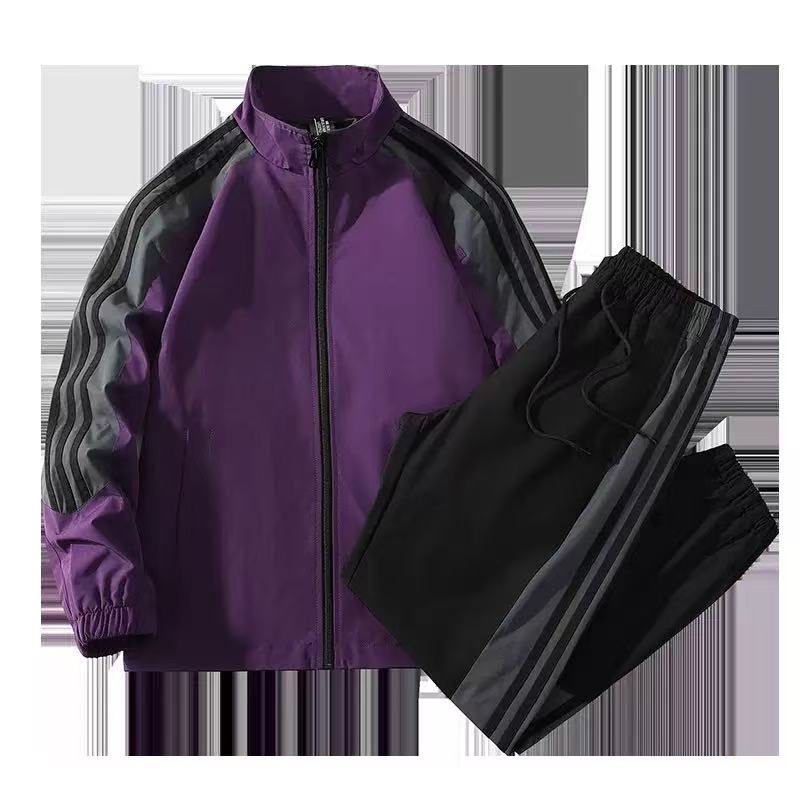 Thumbnail: Customized Men's Striped Joggers Set Casual Sports Suit for Spring Autumn Youth 