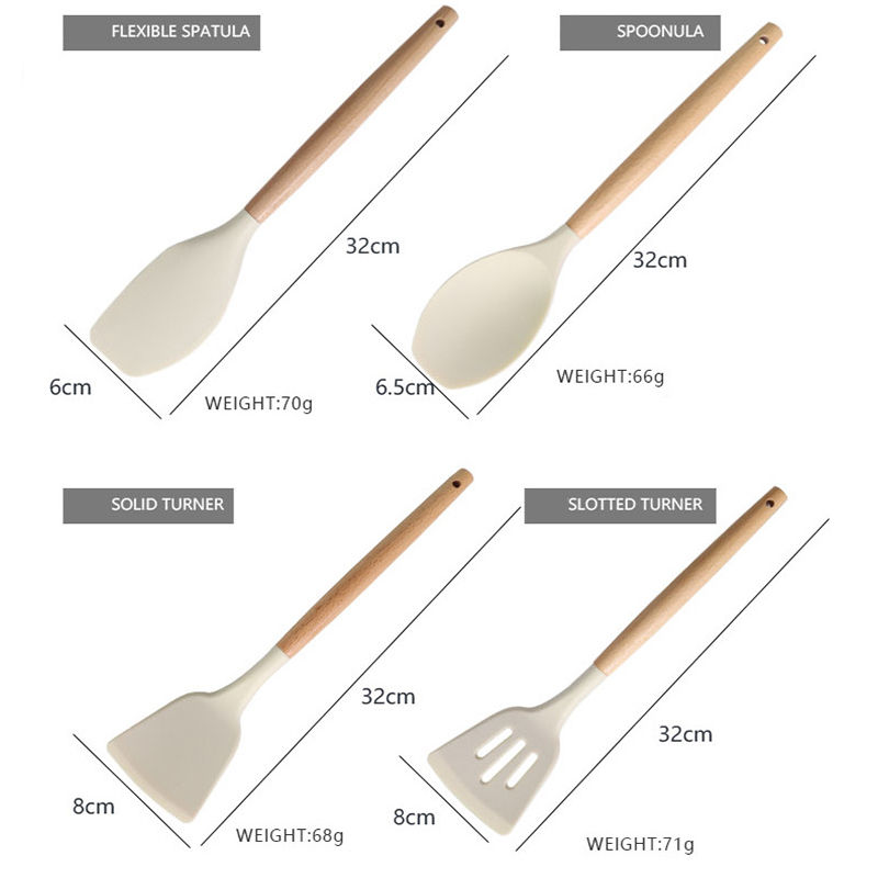 Thumbnail: 12-Piece Ergonomic Design Silicone Cookware Set Comfortable Kitchen Utensil Tool