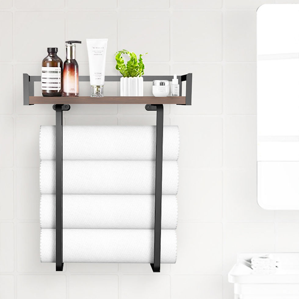 Thumbnail: Bathroom Towel Rack Made of Iron and Wooden Wall Mounted Shampoo Shelf Shower Ho