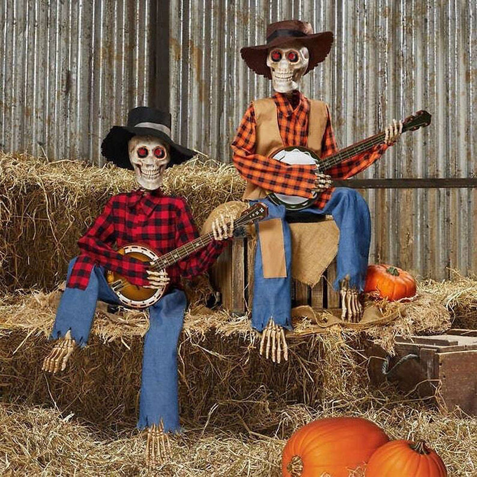 Thumbnail: Halloween Fun Skull Playing Guitar Luminous Ornament Room Decor Farmhouse Skelet