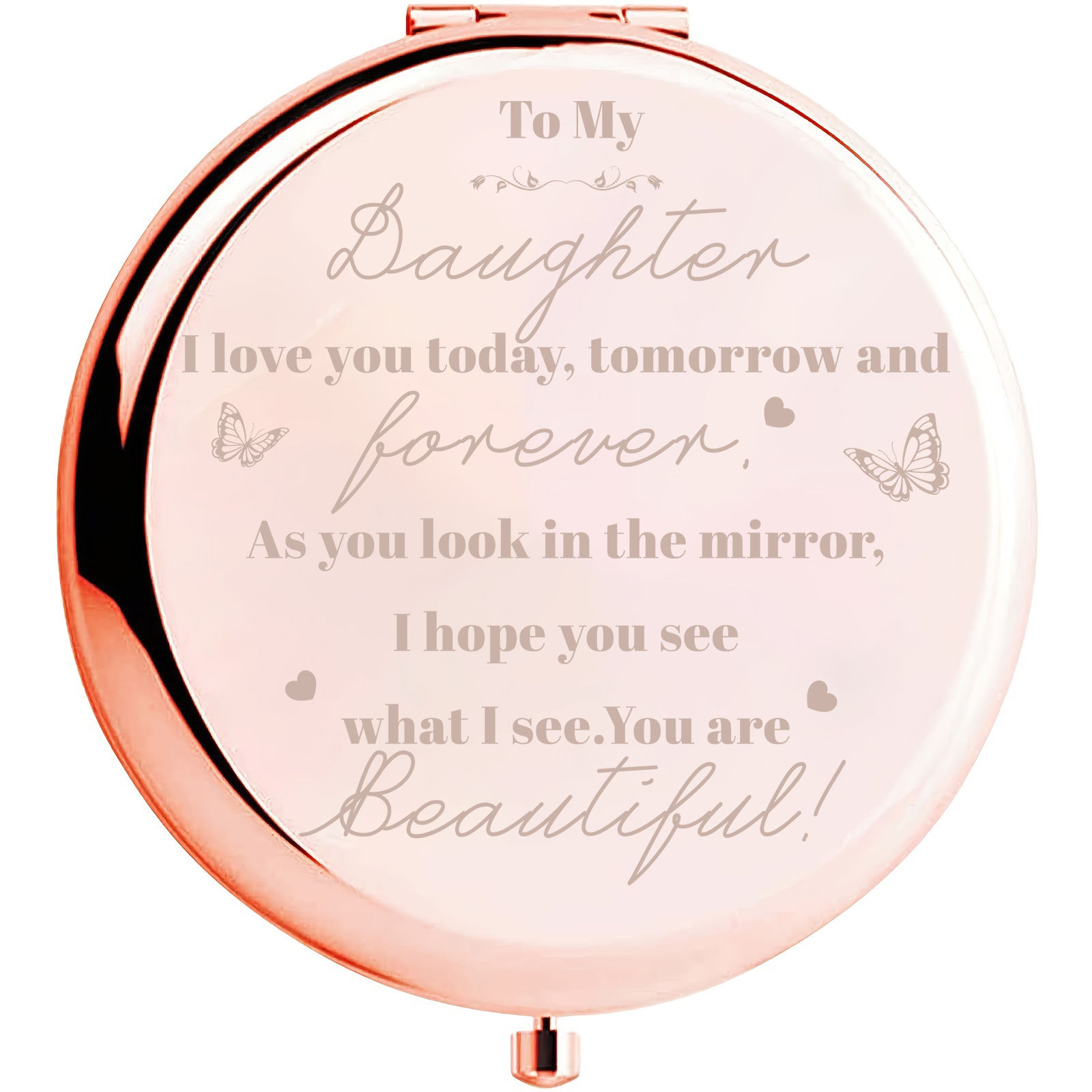 Rose Golden Compact Mirror - Beautiful Gift for Daughters, Perfect for Birthdays