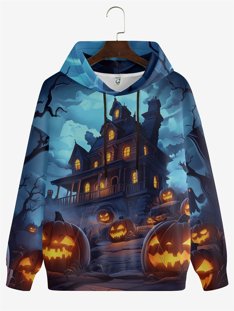 Thumbnail: Halloween Theme Hoodies For Men Women 3D Printed Pumpkin Ghost Graphic Long Slee