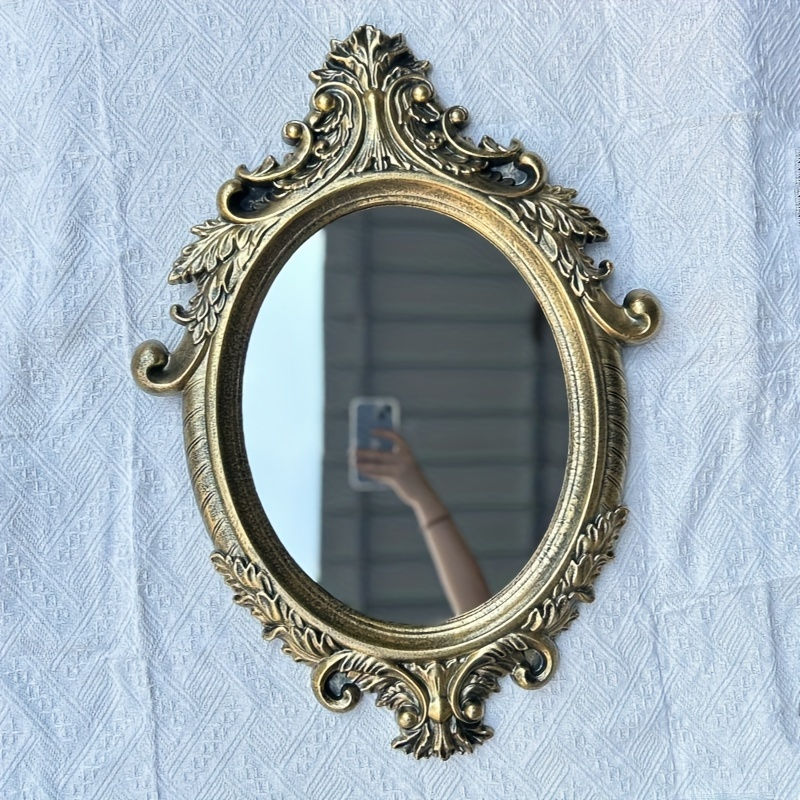 Thumbnail: 1pc Baroque Style Wall Mirror, Elegant Ornate Bathroom Vanity Mirror, Overmantle