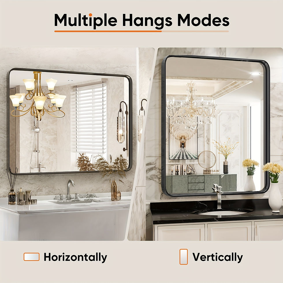 Thumbnail: 1pc Premium Adjustable Full-Length Bathroom Vanity Mirror - Wall Mount with Matt