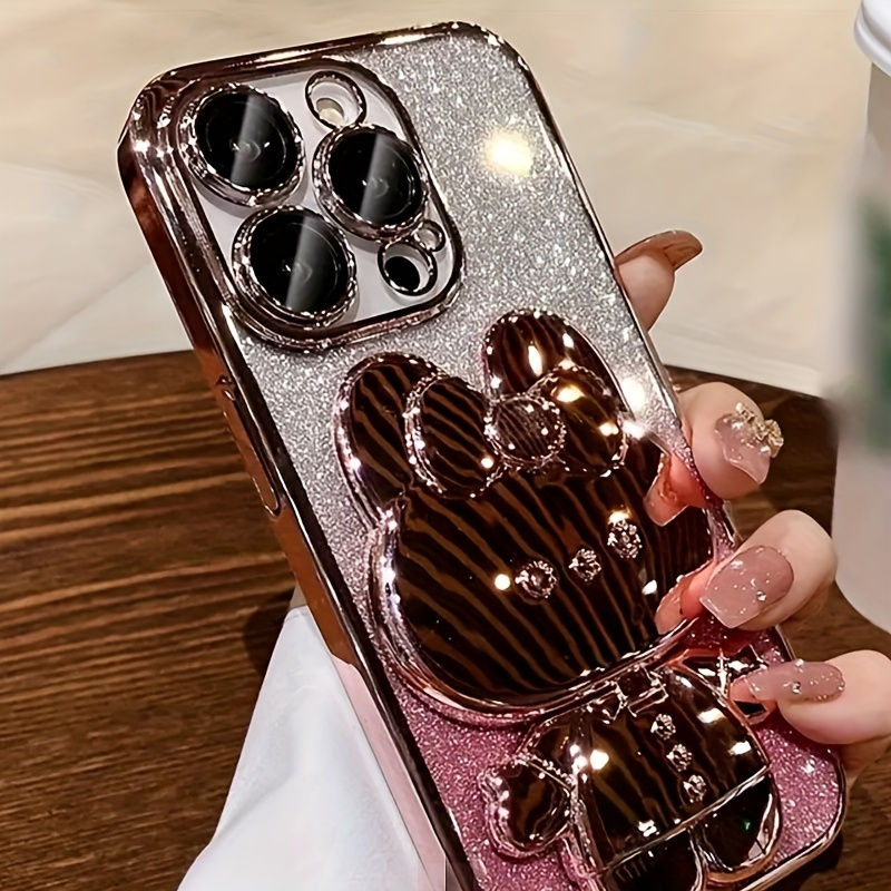 Thumbnail: Deluxe Electroplated Phone Case, Invisible Makeup Mirror, Cute Rabbit Phone Hold