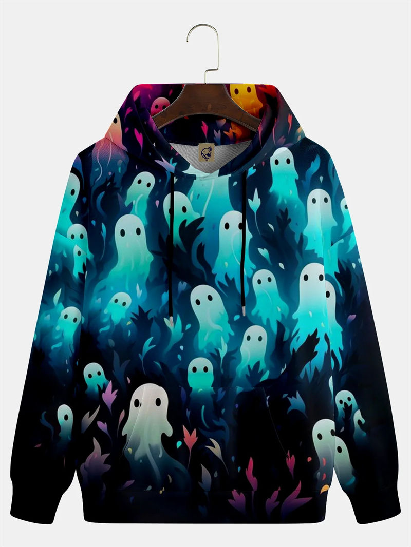 Thumbnail: Halloween Theme Hoodies For Men Women 3D Printed Pumpkin Ghost Graphic Long Slee