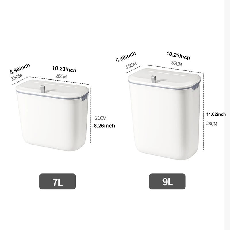 Thumbnail: Bathroom Trash Can Wall Mounted Hanging Trash Bin With Lid Waterproof Narrow Sea
