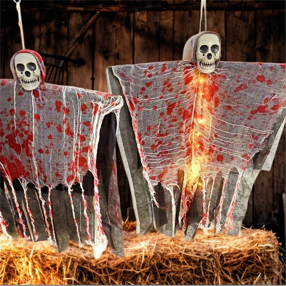 Thumbnail: Halloween Party Hanging Skull Skeleton Ghost Ornament Horror Props Haunted House