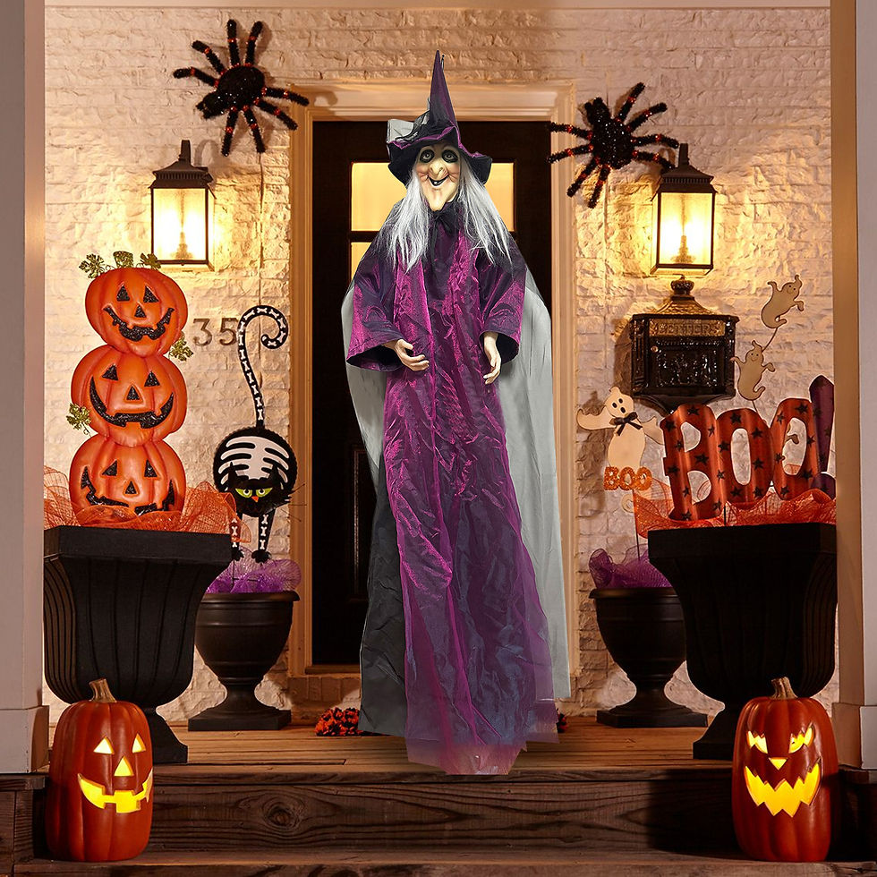 Thumbnail: Halloween Sound Activated Light-up Witch Hanging Ghost Scary Props for Haunted H