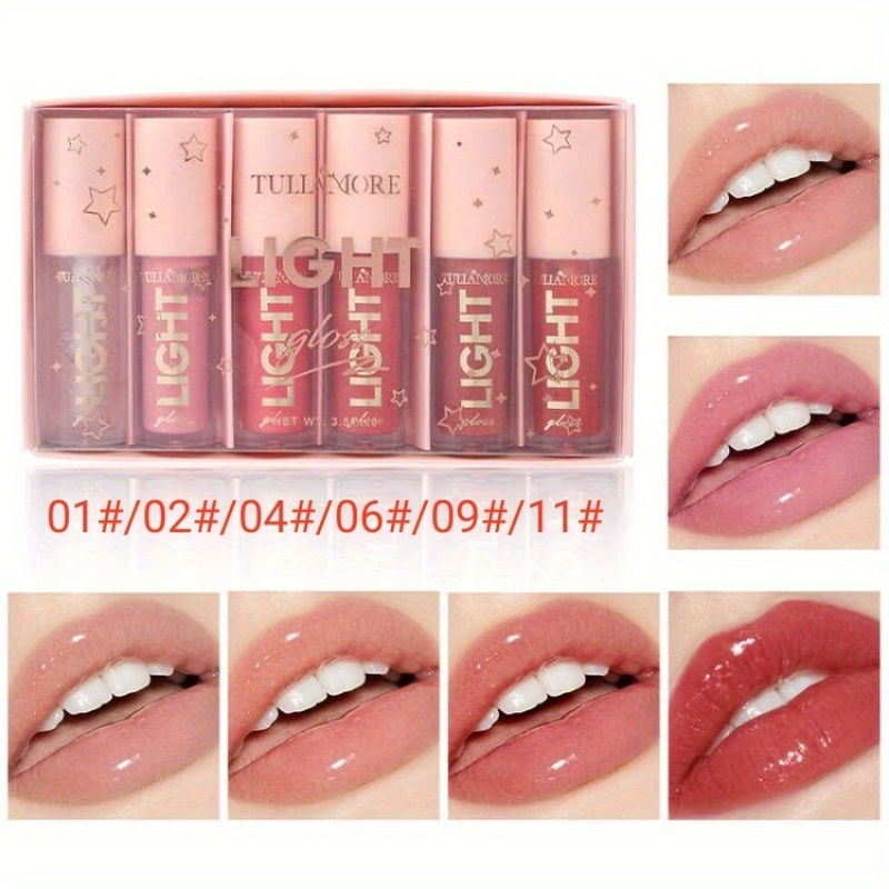 Thumbnail: 12 Colors Pearlescent Moisturizing Lip Gloss - Lustrous Mirror Nude Lip Stain wi
