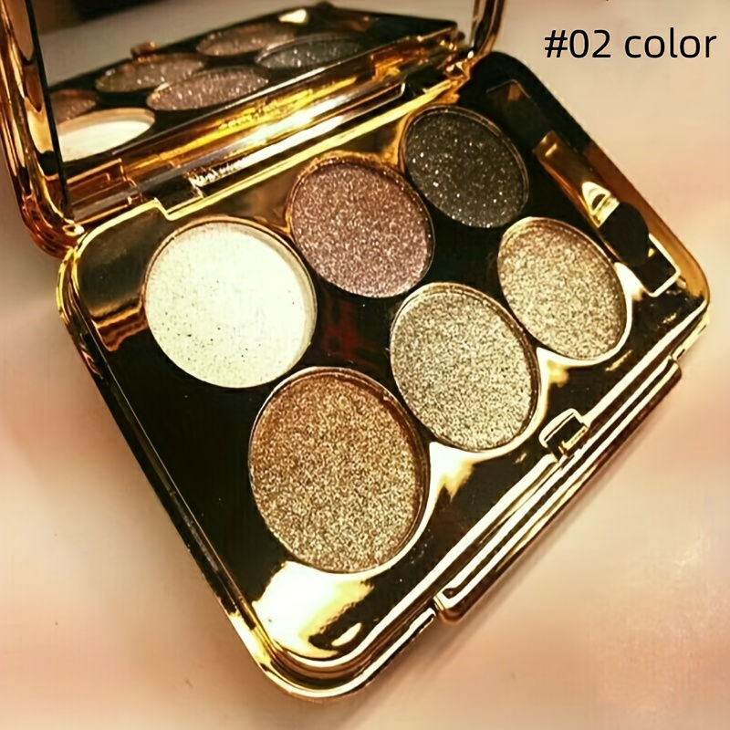 Thumbnail: 6 Colors Golden Sparkling Eyeshadow Palette With Brush And Mirror Long Lasting P
