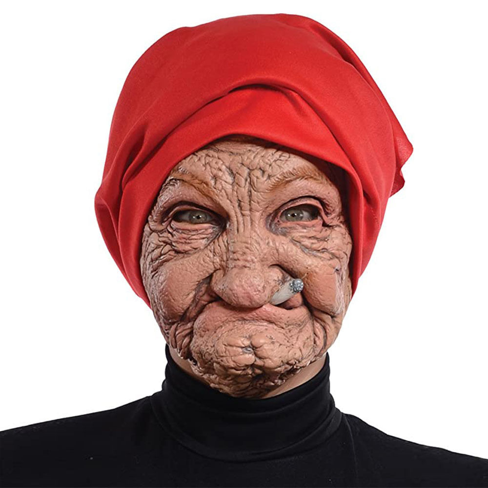 Little Red Hood Smoking Grandma Old Woman Mask Party Props Halloween, ideal choi