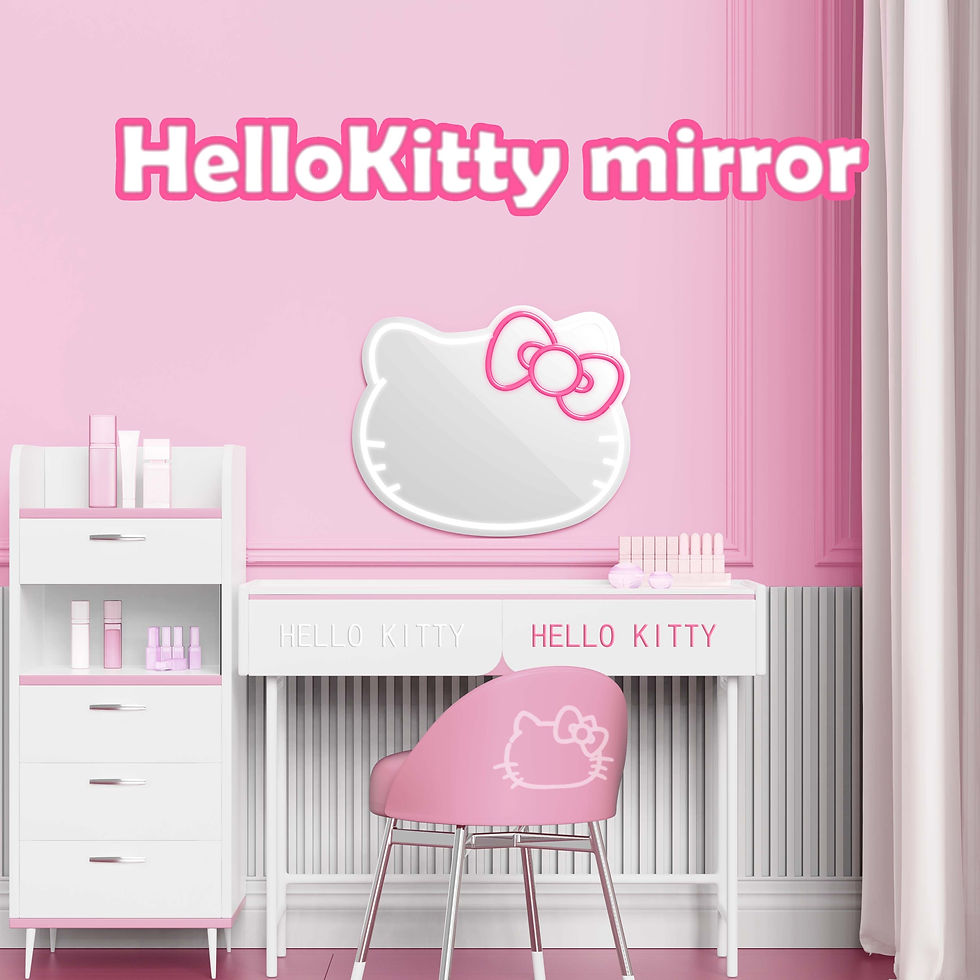 Thumbnail: 1pc Cute Bow Anime Style LED Mirror Neon Light Mirror Brightness Adjustable Room