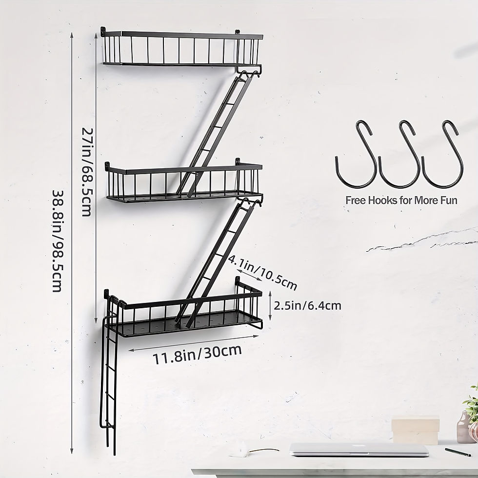 Thumbnail: 3pcs Fire Escape Wall Shelf - New York Metal Decorative Shelf with Screwdriver &