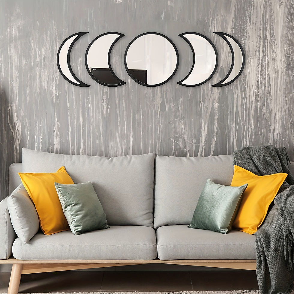 Thumbnail: 1 Set, Acrylic Moon Phase Mirror Set, Black Magic Witch Moon Mirror, With Spooky