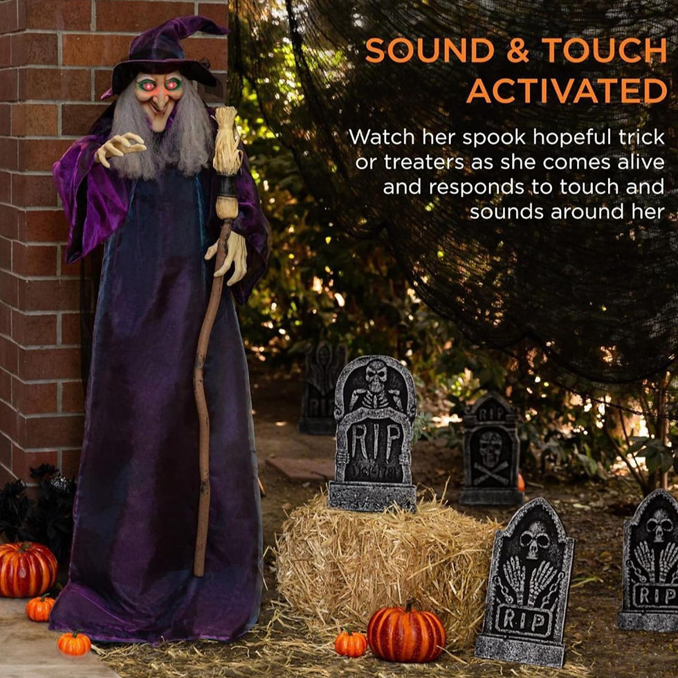Thumbnail: Halloween Sound Activated Light-up Witch Hanging Ghost Scary Props for Haunted H