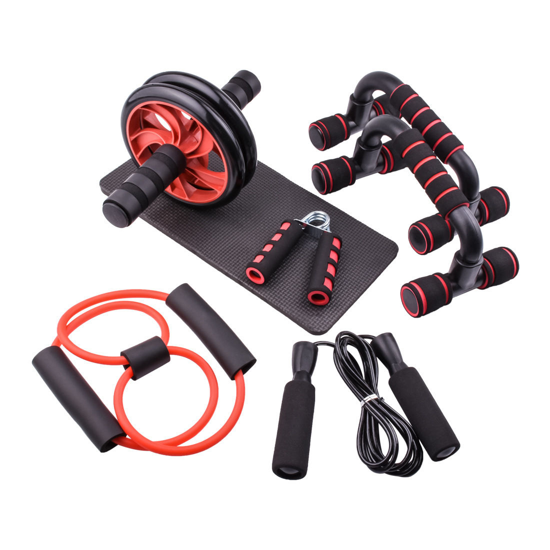 7-Piece Set Indoor Sports Abdominal Wheel Steel Multifunctional Fitness Equipmen