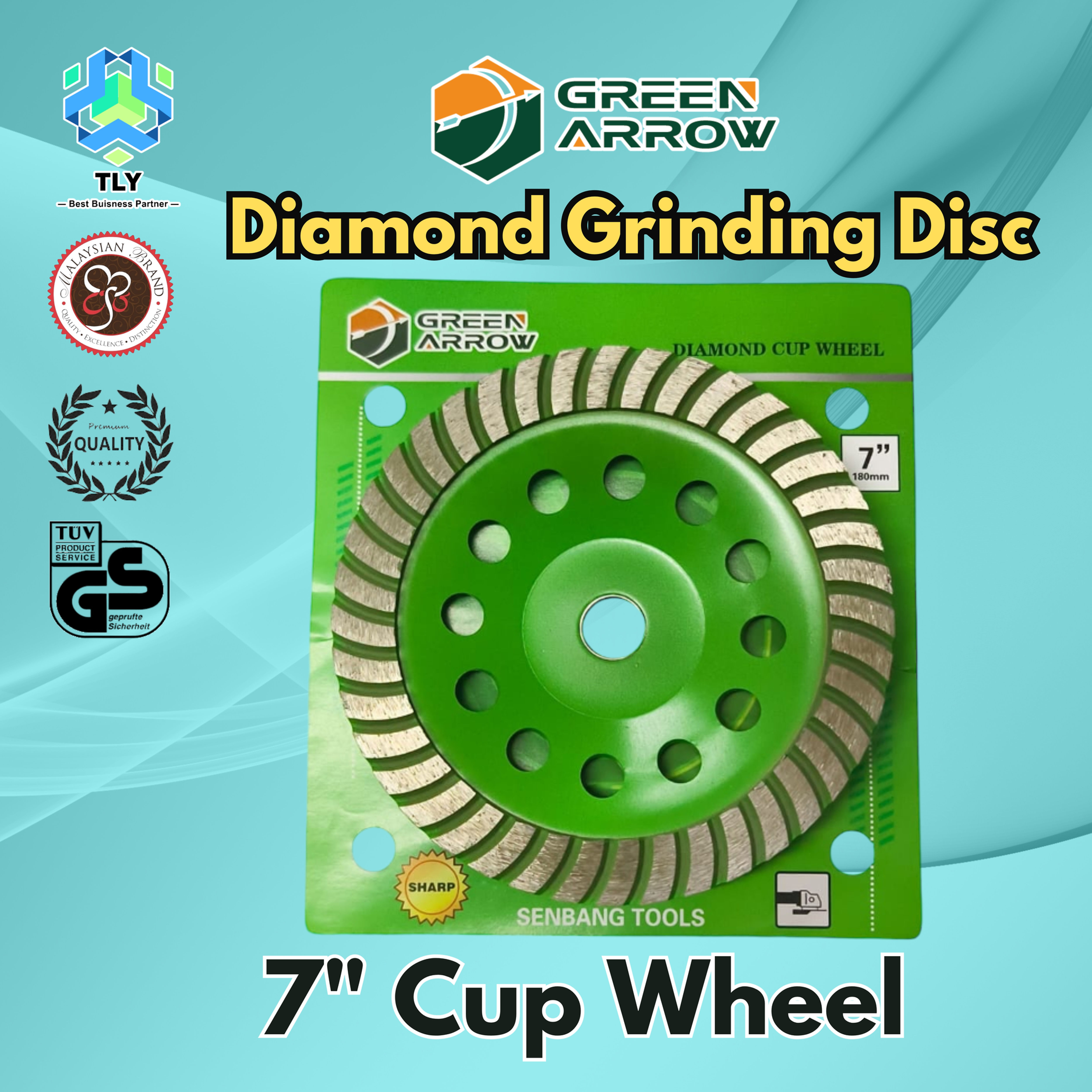 CEB04 Diamond Grinding Disc - Green Arrow 7" Cup Wheel