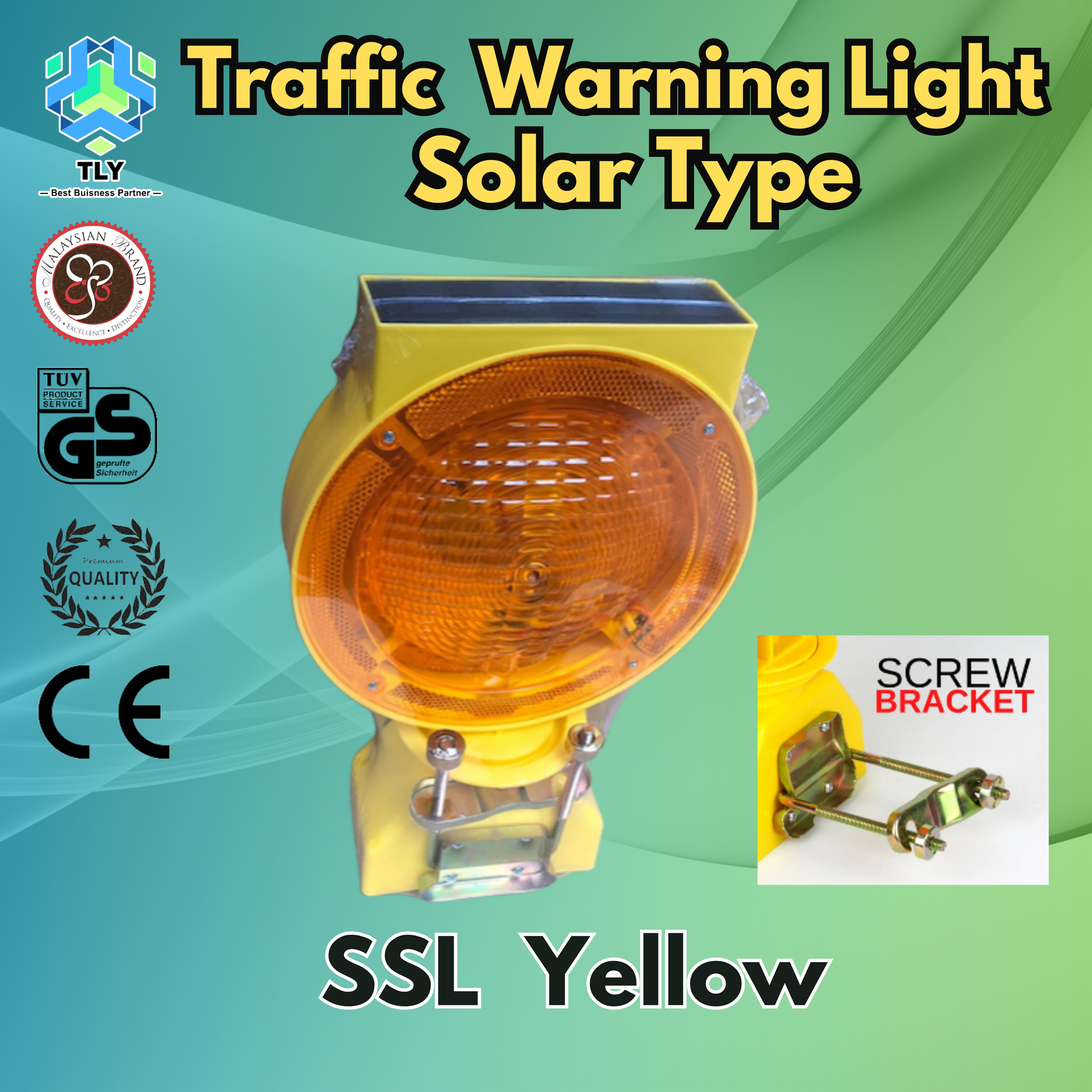 EHC05 Traffic Warning Light - Solar SSL Yellow