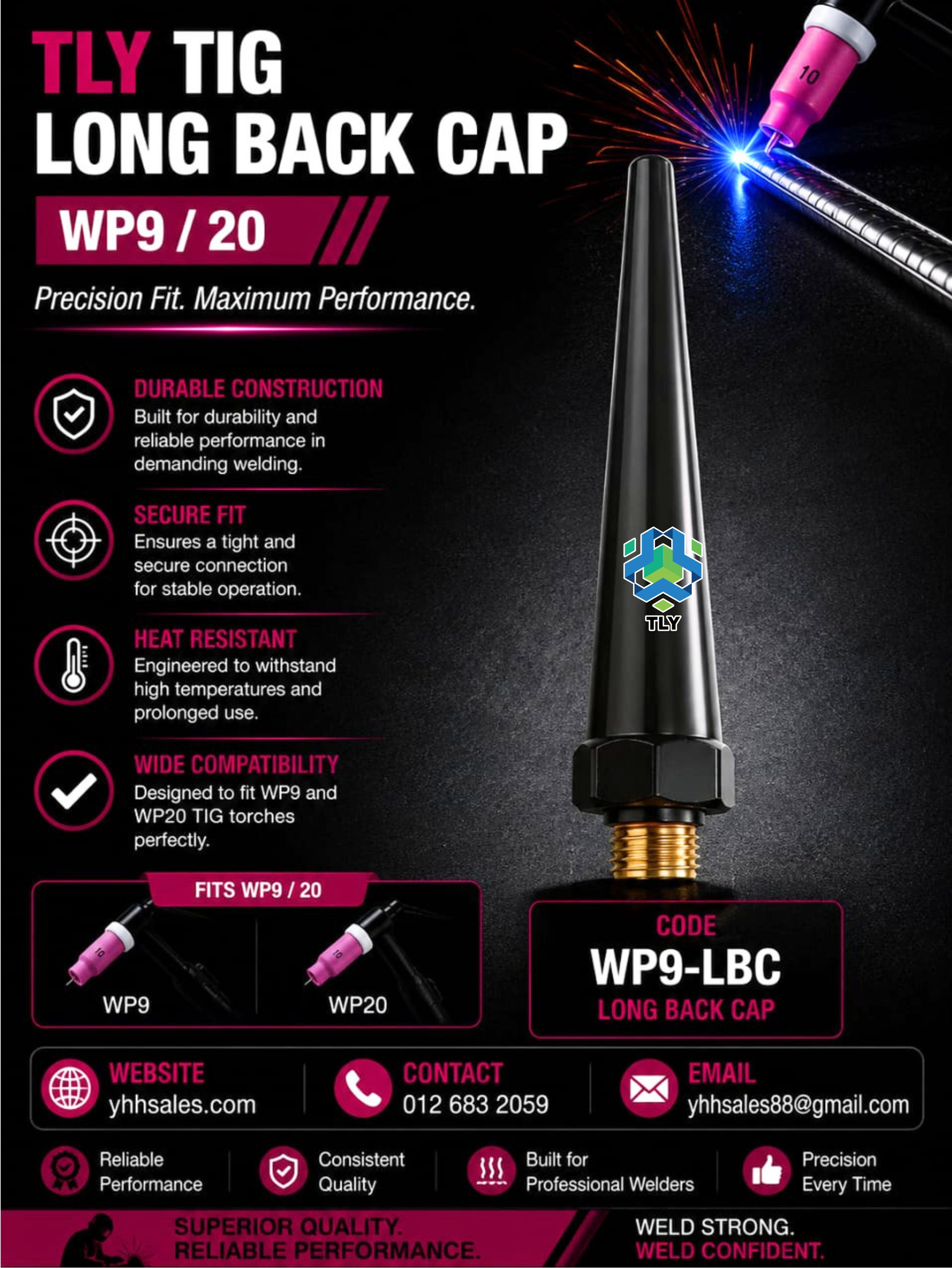 FIED08 Tig WP9 / 20 - Long Back Cap