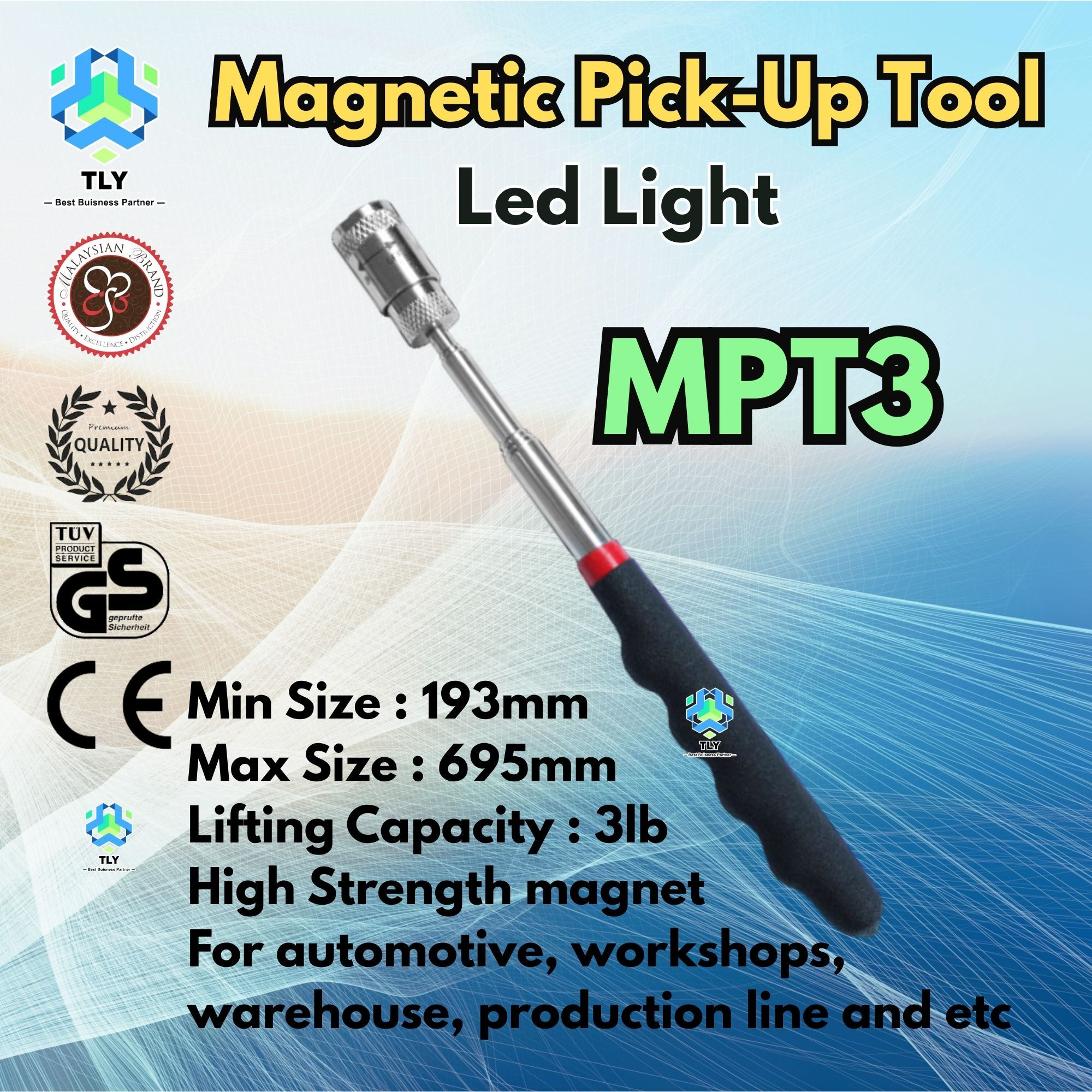 OPA02 Magnetic Pick Up Tools - Led Light Type MPT3