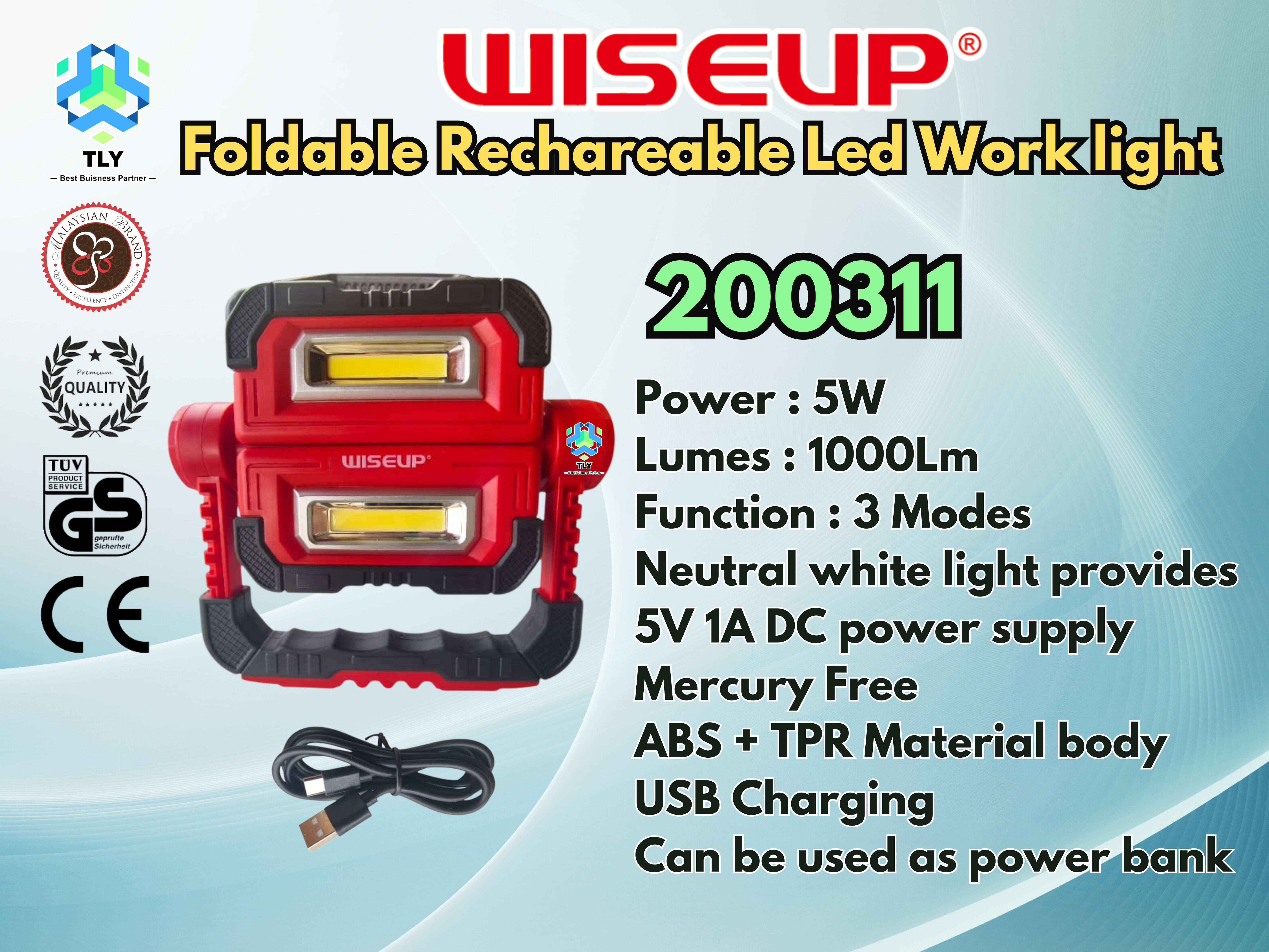 JQH04 Wiseup Rechargeable Folded Led Work Light 200311