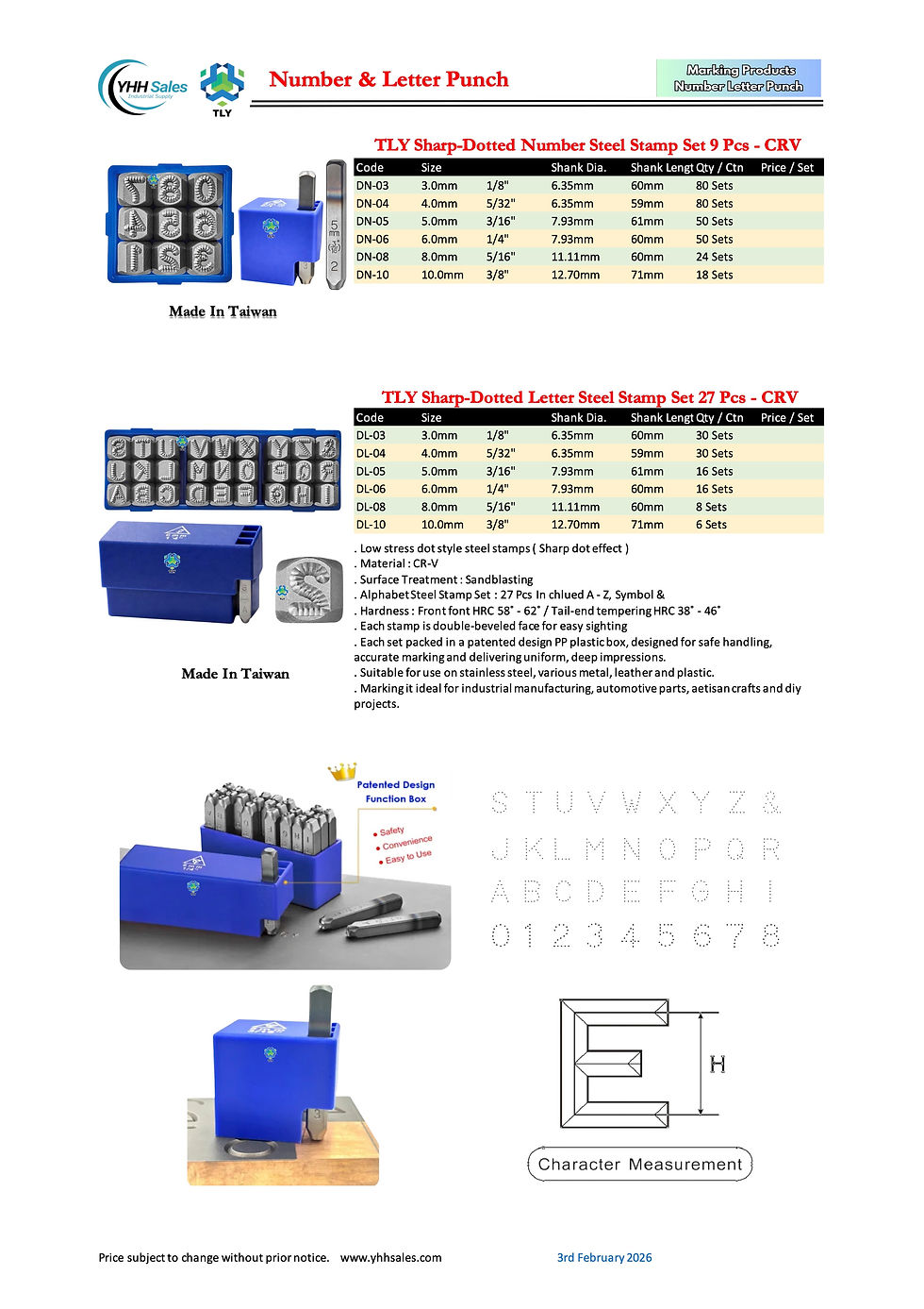 Thumbnail: RAB01 Sharp-Dotted Number Steel Stamp CRV 9Pcs
