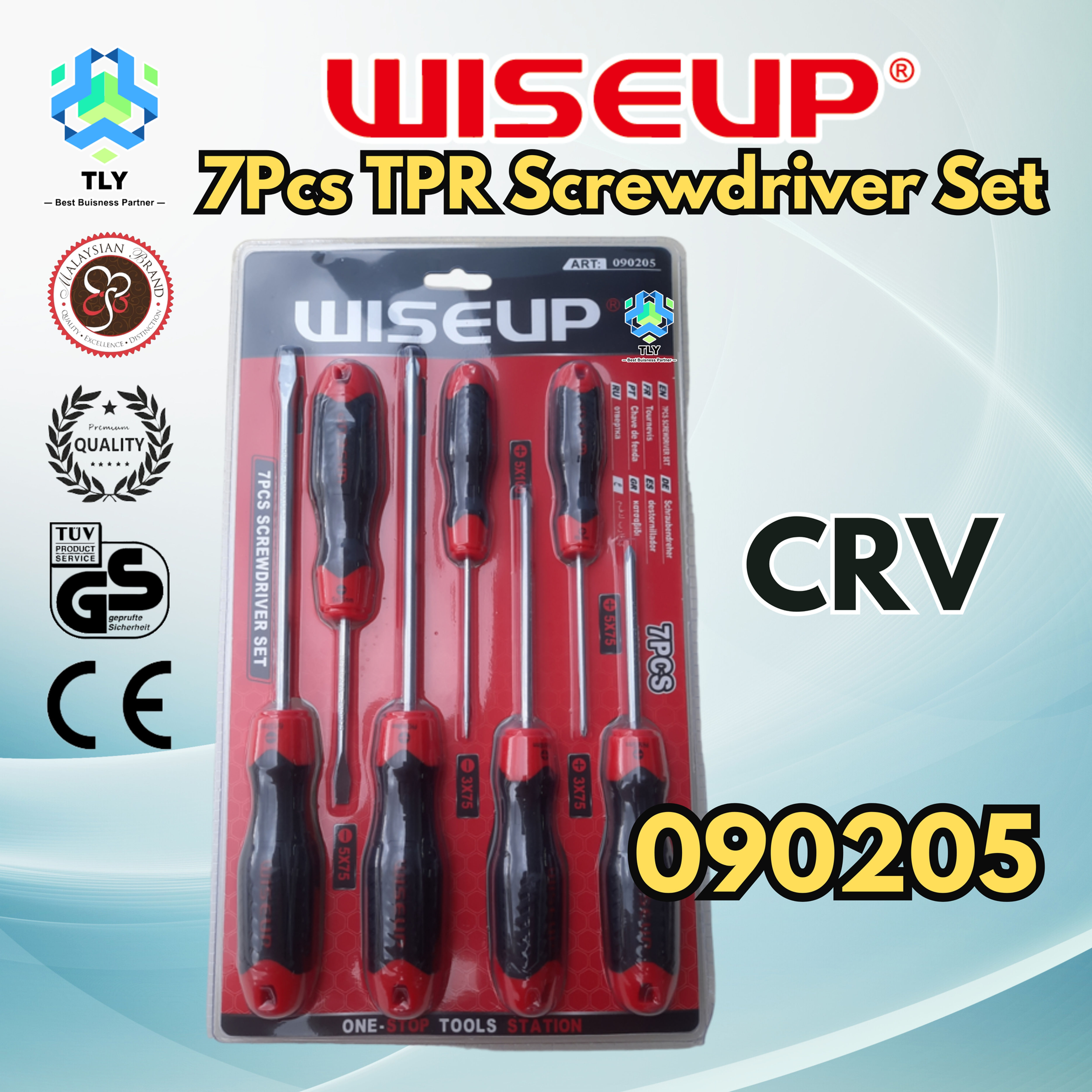 JIB01 Wiseup 7Pcs TPR Handle Screwdriver Set 090205