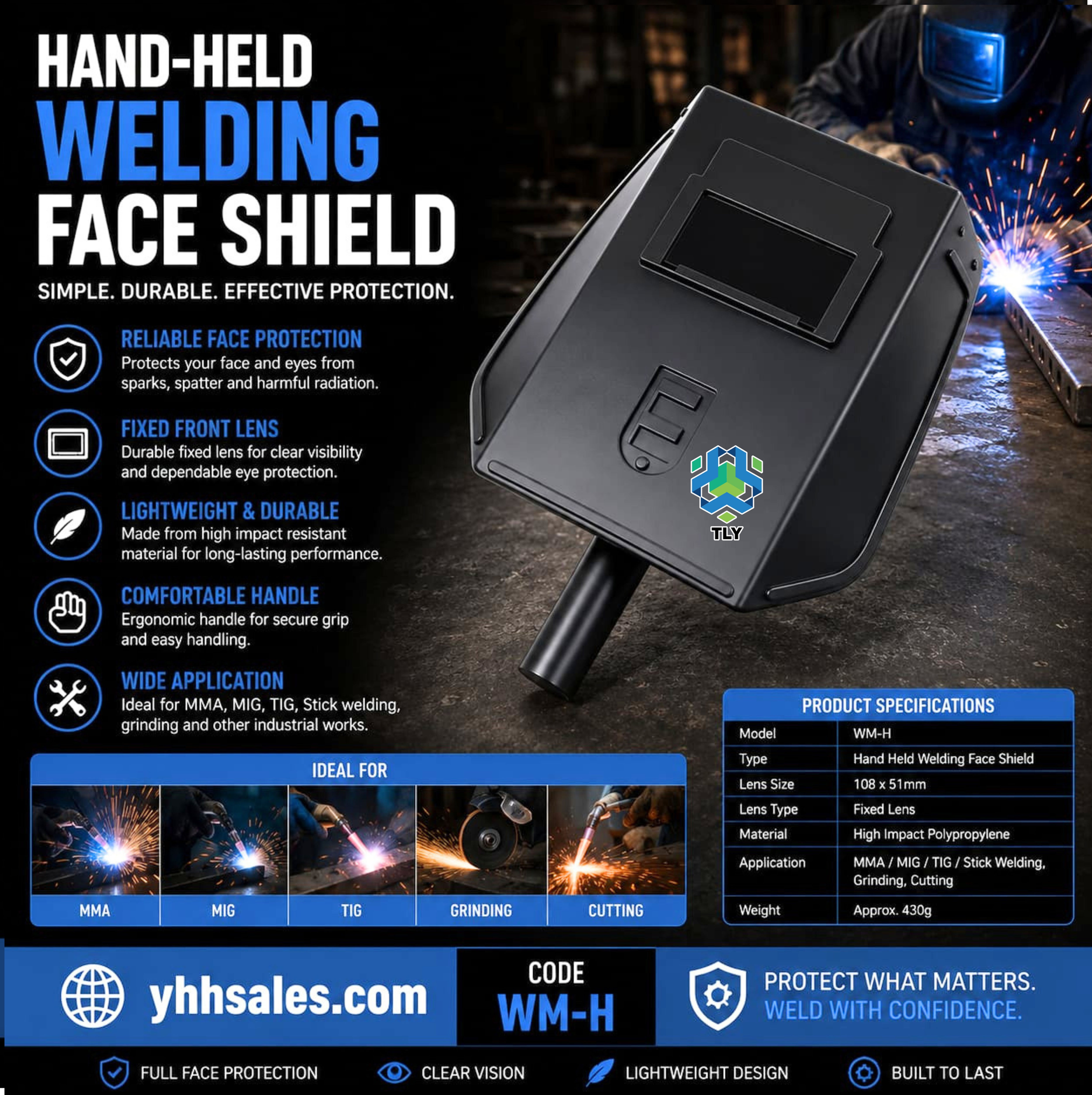FAA03 - Welding Face Shield - Mini Welding Hand Shield