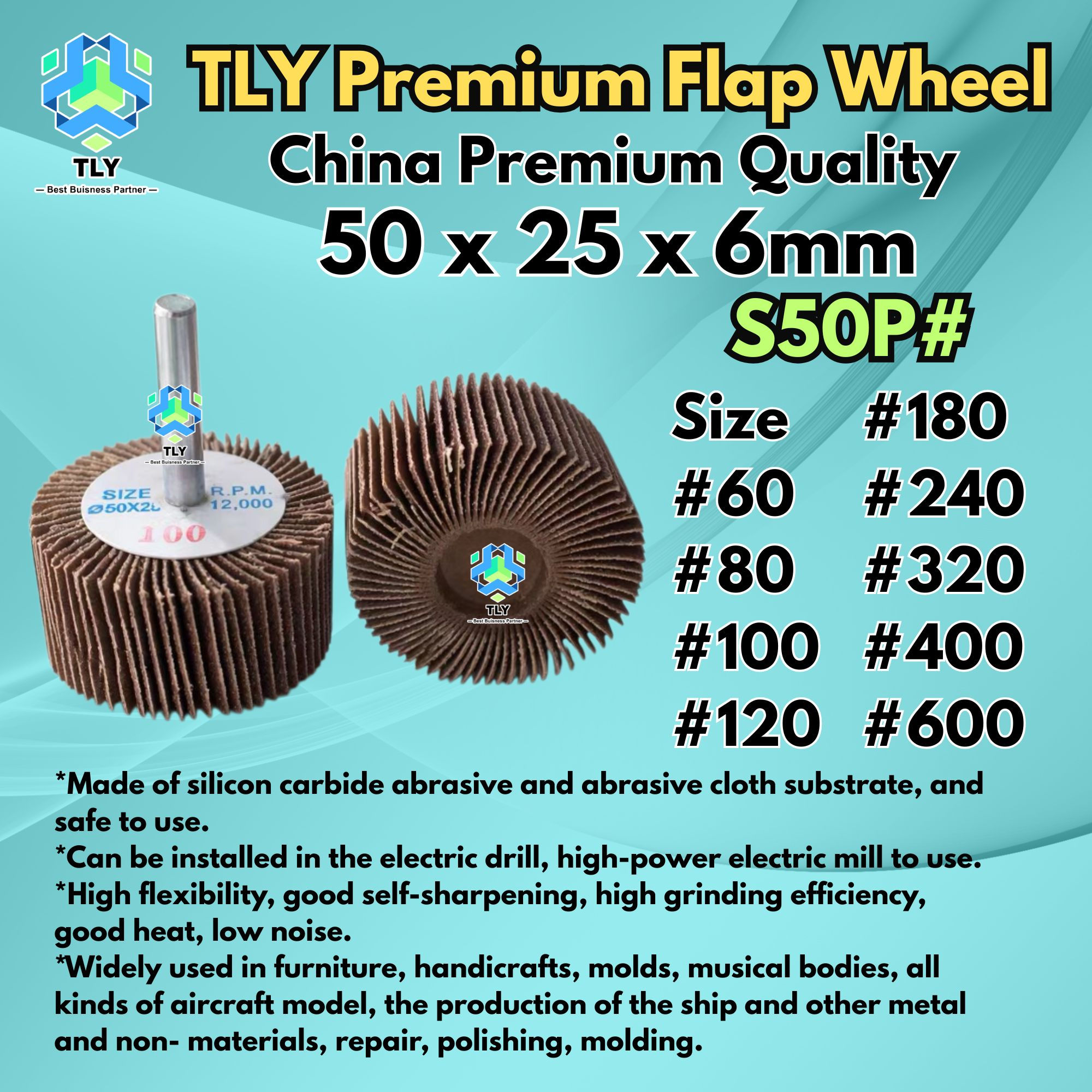 CBDA10 TLY Sanding Flap Wheel 50 x 25 x 6mm S50P#