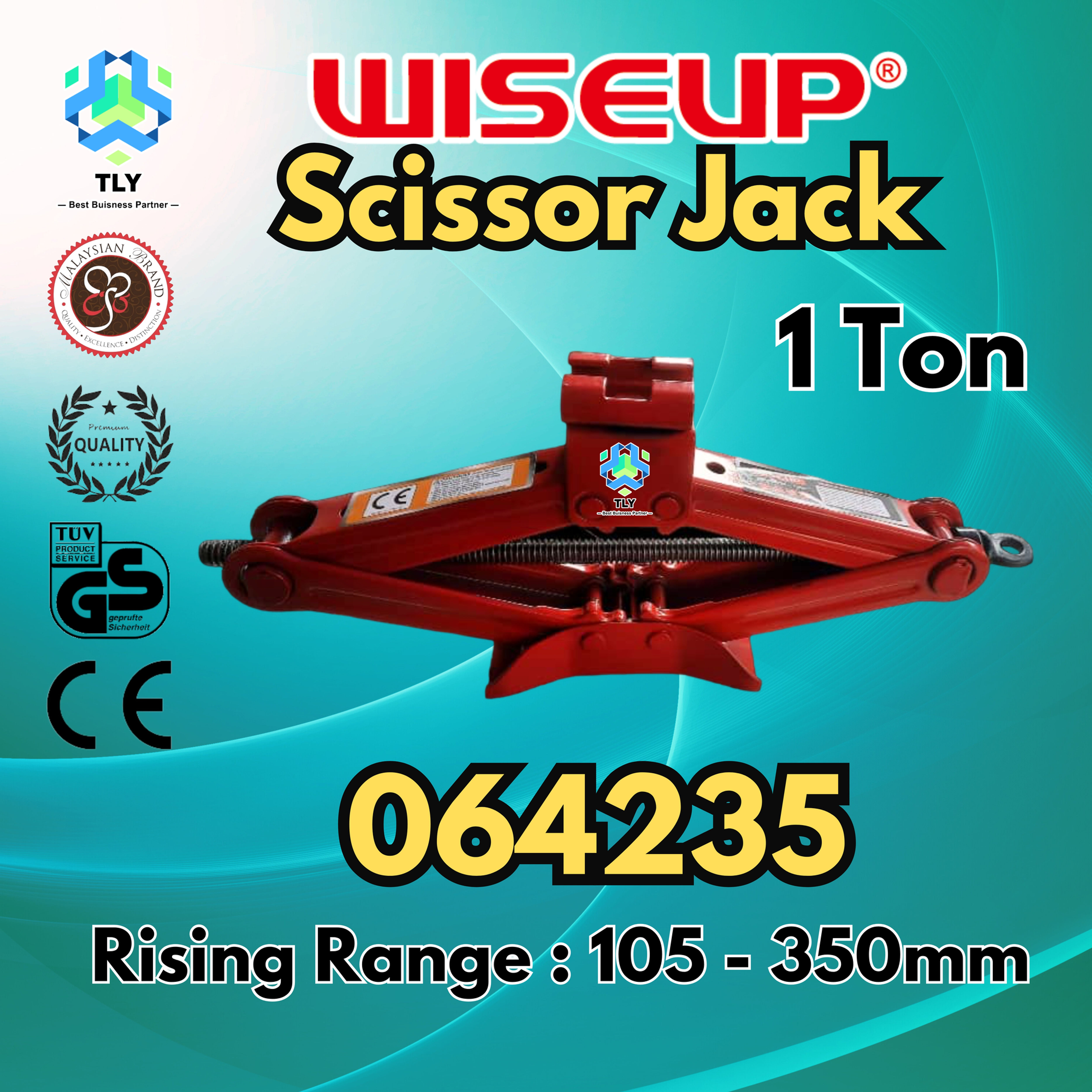 JEE01 Wiseup Heavy Duty Scissors Jack 1 Ton 064235