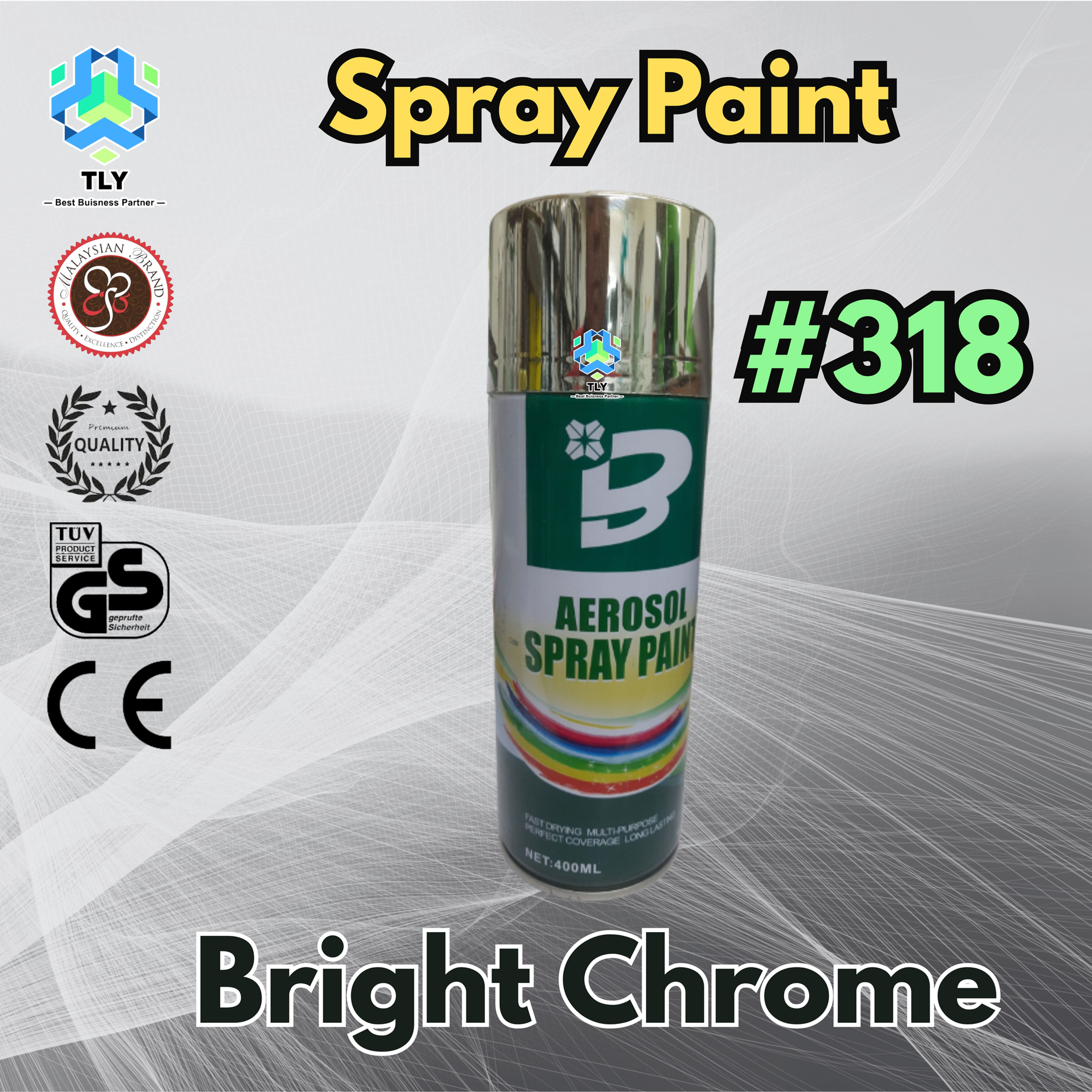 LIB02 400ml Spary Paint Bright Chrome #318