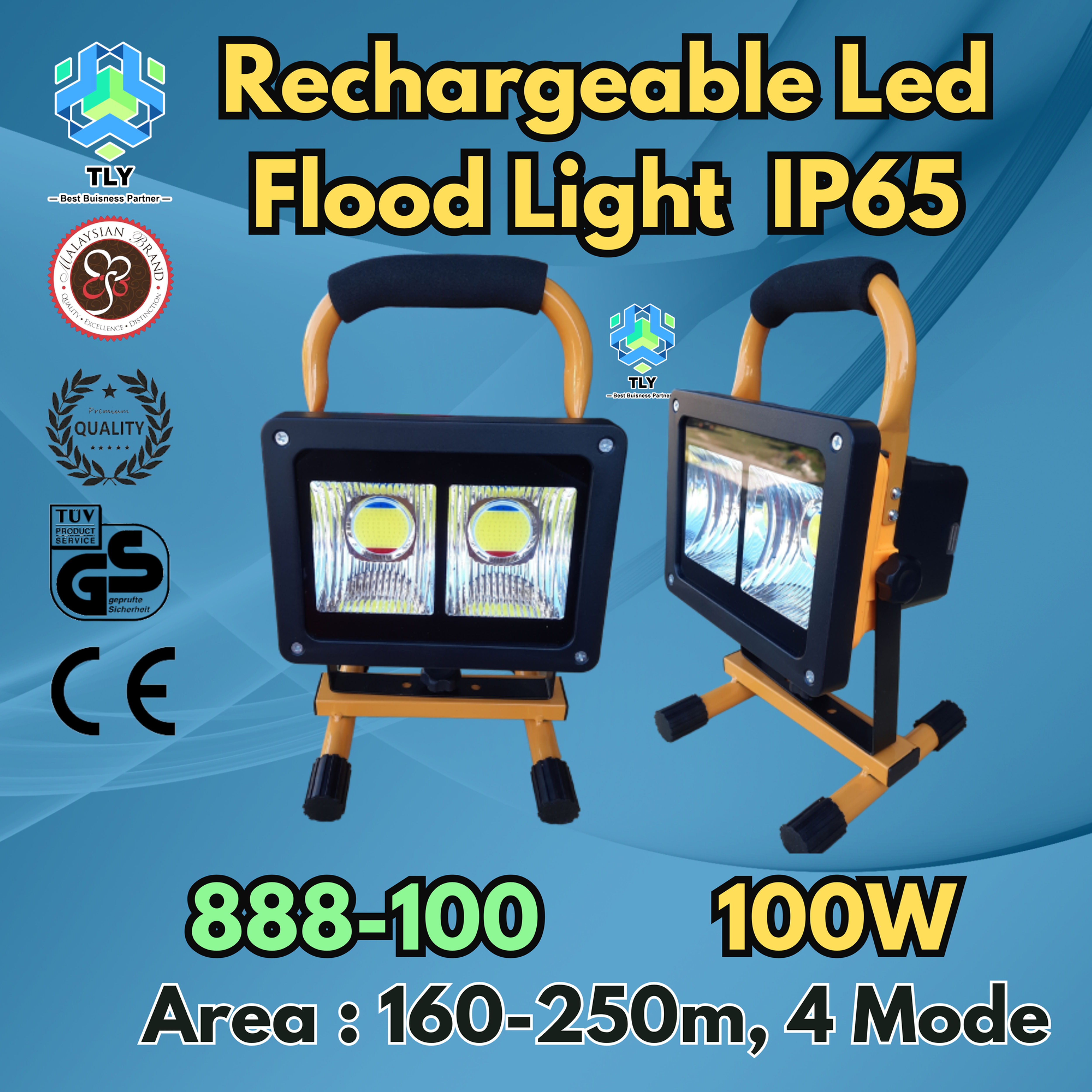 GIA04 Rechargeable Led Flood Light IP65 888-100W