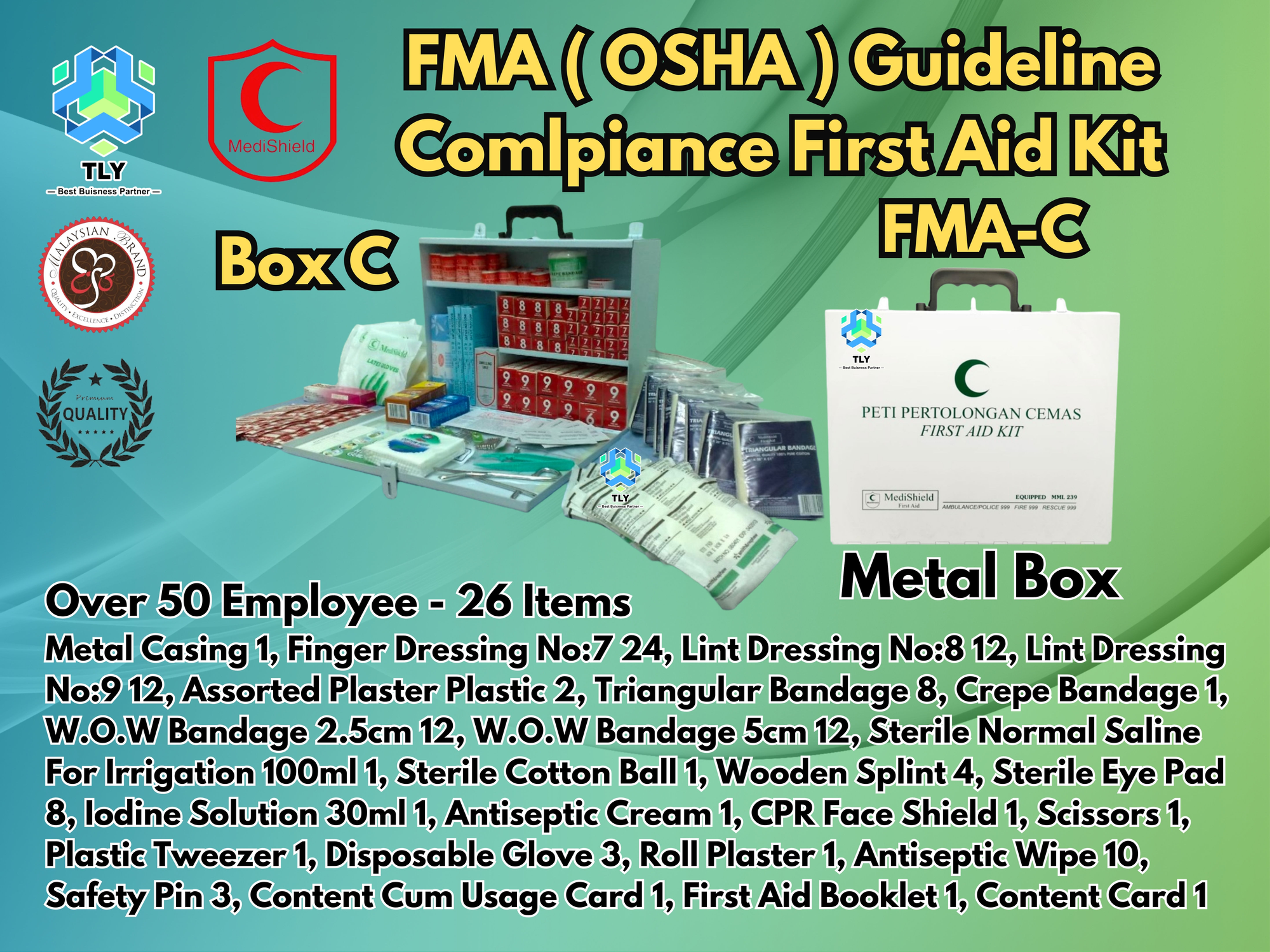 ELD03 Medishield FMA ( OSHA ) First Aid Kit Box C FMA-C