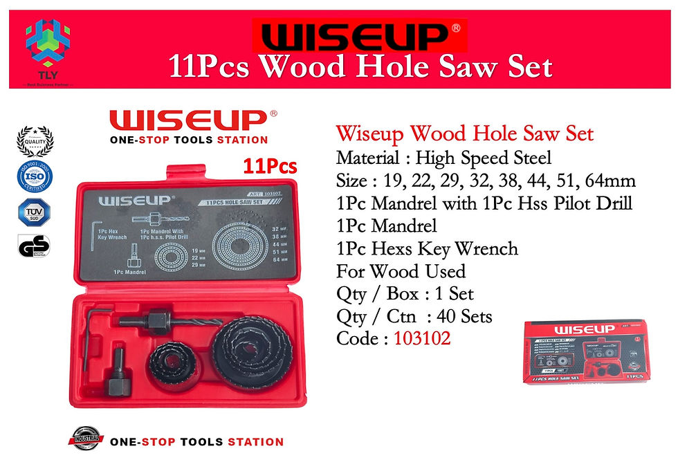 Thumbnail: AIE01 Wiseup 11Pcs Wood Hole Saw Set