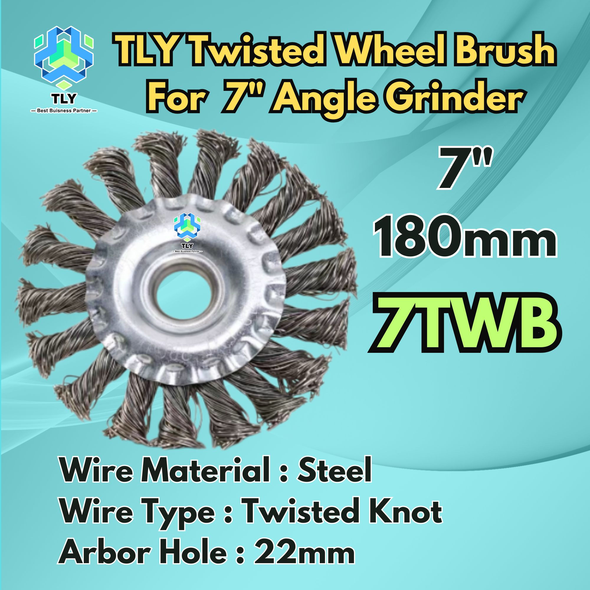 CABC05 Wheel Brush - 7" x 22mm Twisted Steel