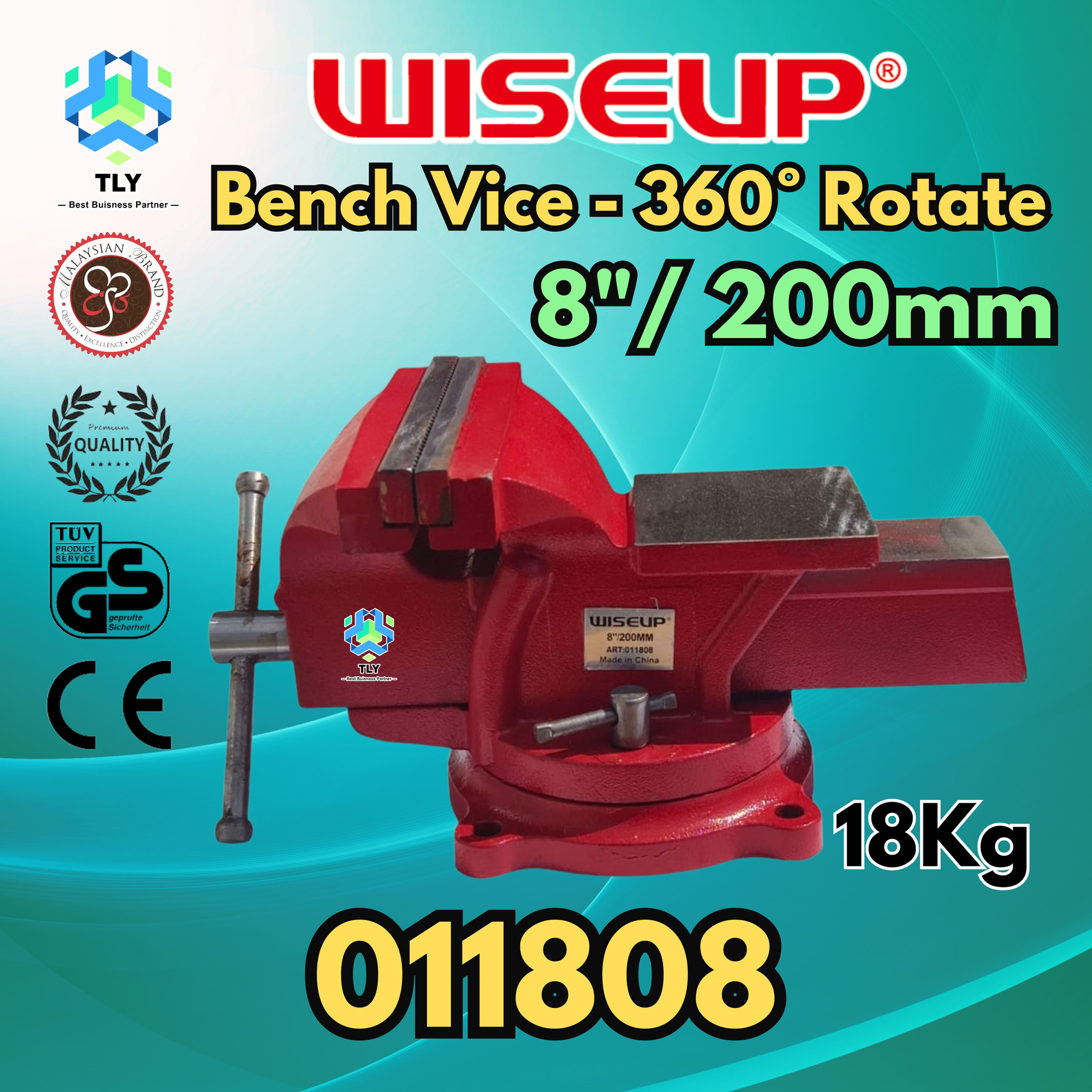 JDF04 Wiseup Heavy Duty 360˚ Bench Vice 8"/200mm 011808