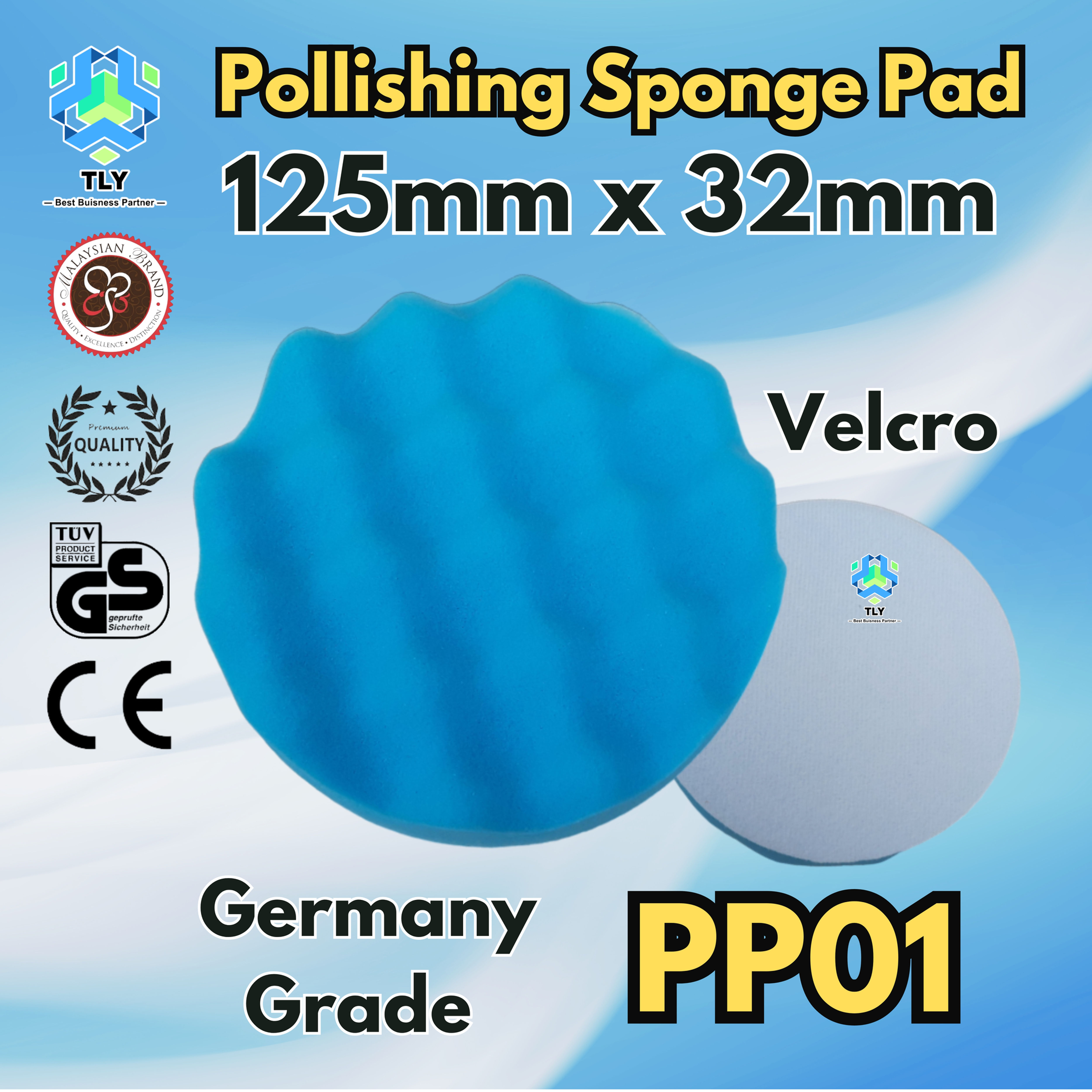 KEA01 Wave Type Pollishing Sponge Pad 125mm x 32mm PP01