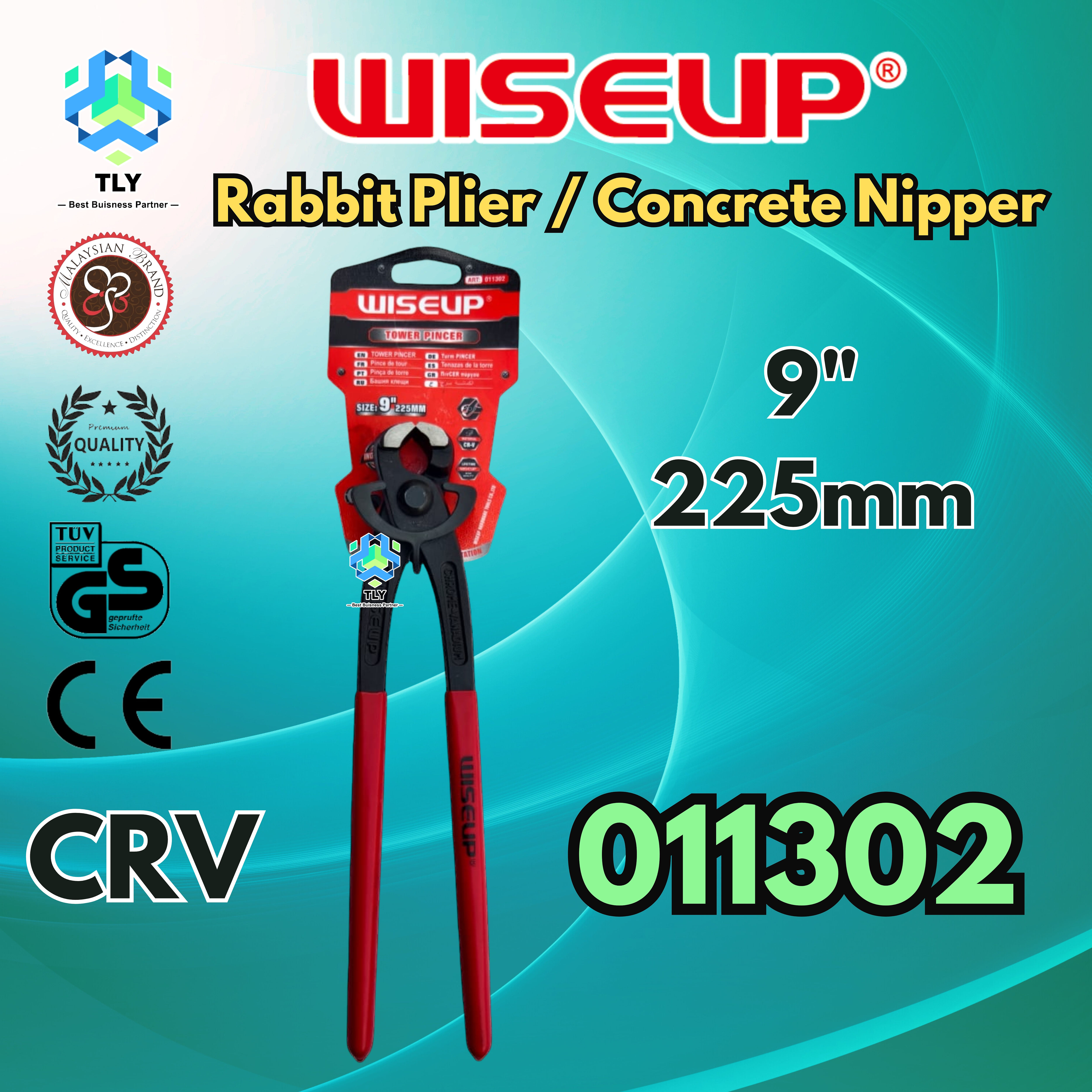 JAN02 Wiseup Heavy Duty Rabbit Plier / Concrete Nippers - 9"/225mm 011302