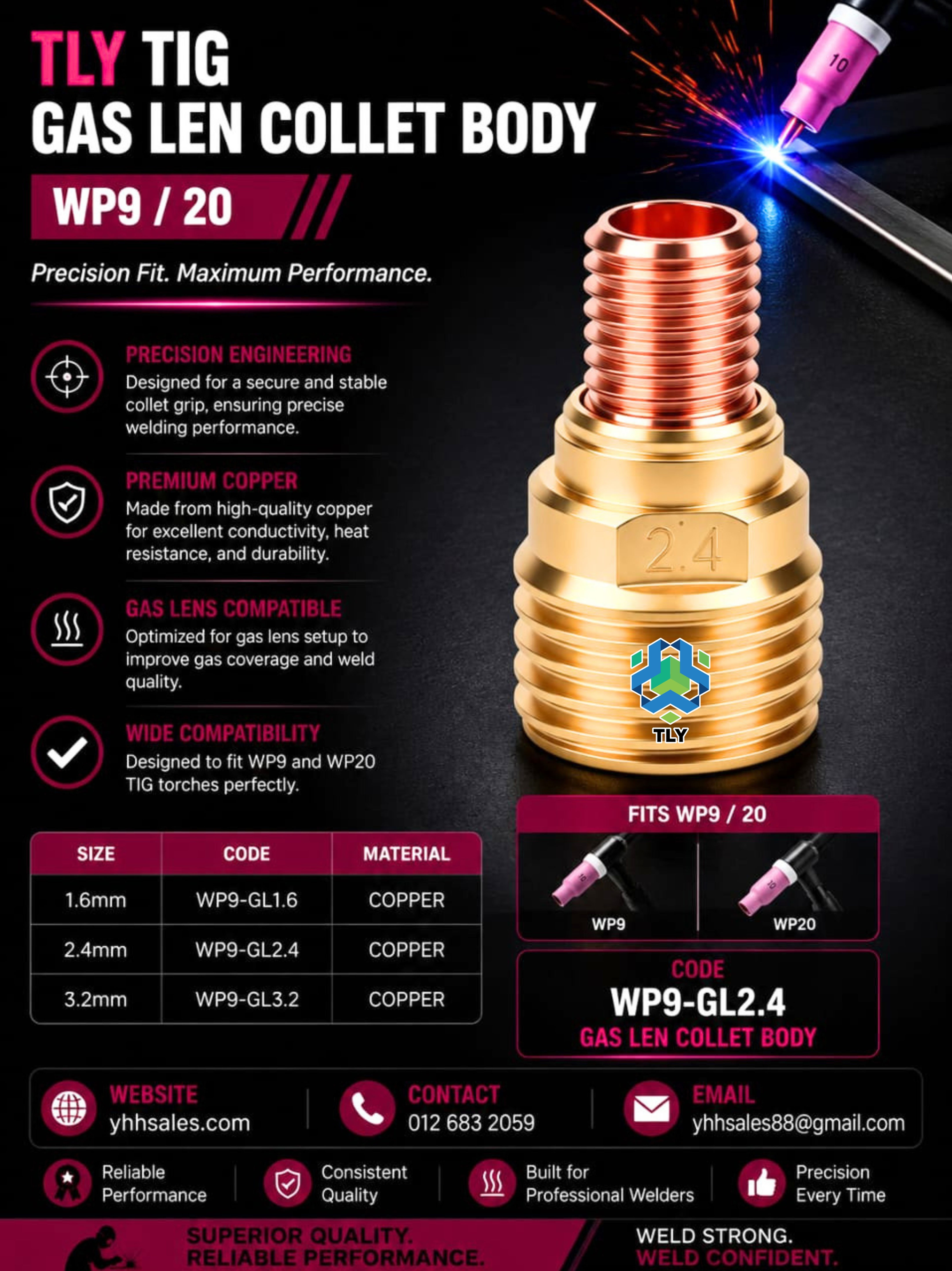 FIED04 Tig WP9 / 20 - Collet Body Gas Lens