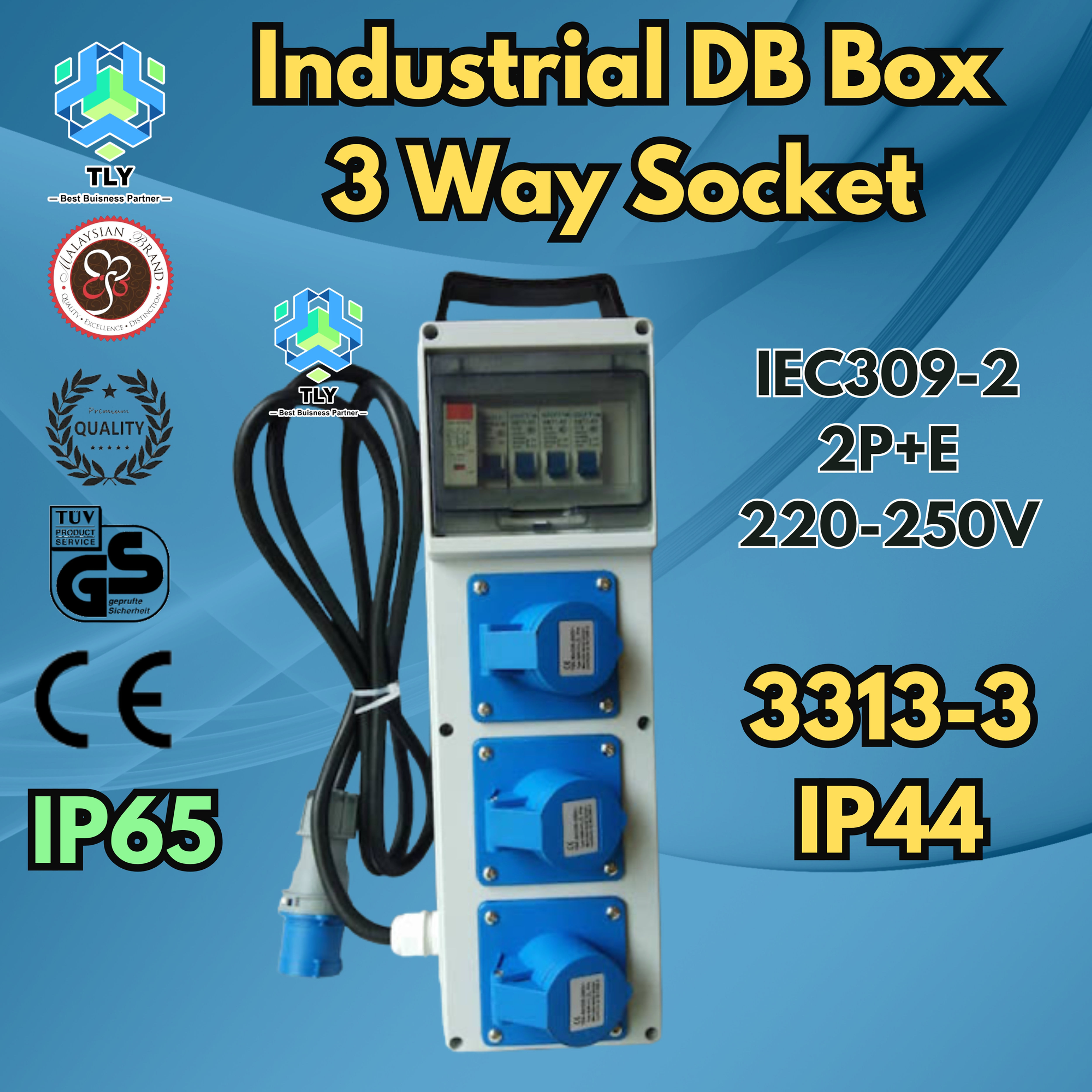 GCA01 Industrial DB Box Series - 3 Way Socket 3P16A IP44