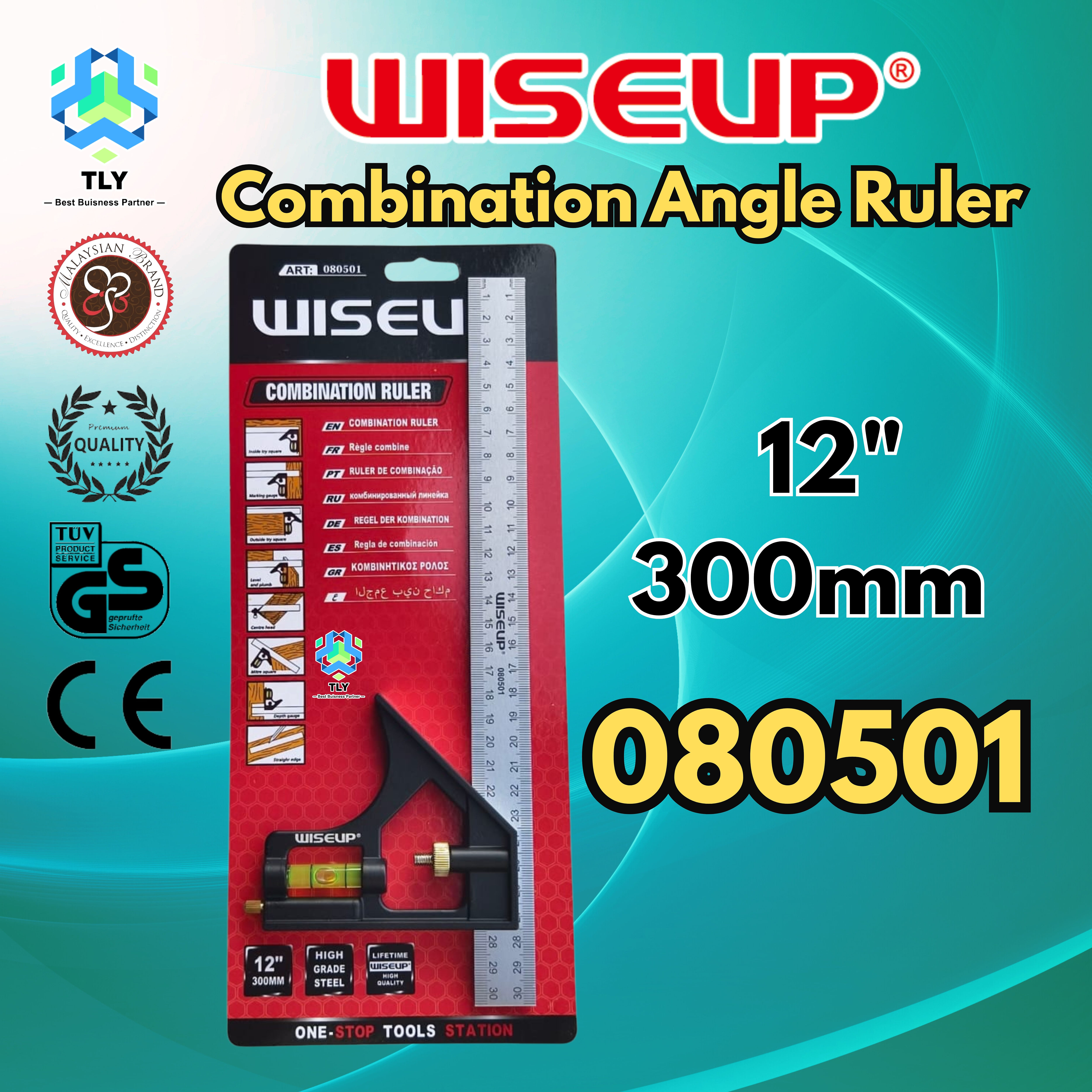 JFD01 Wiseup Combination Angle Ruler 12" 080501