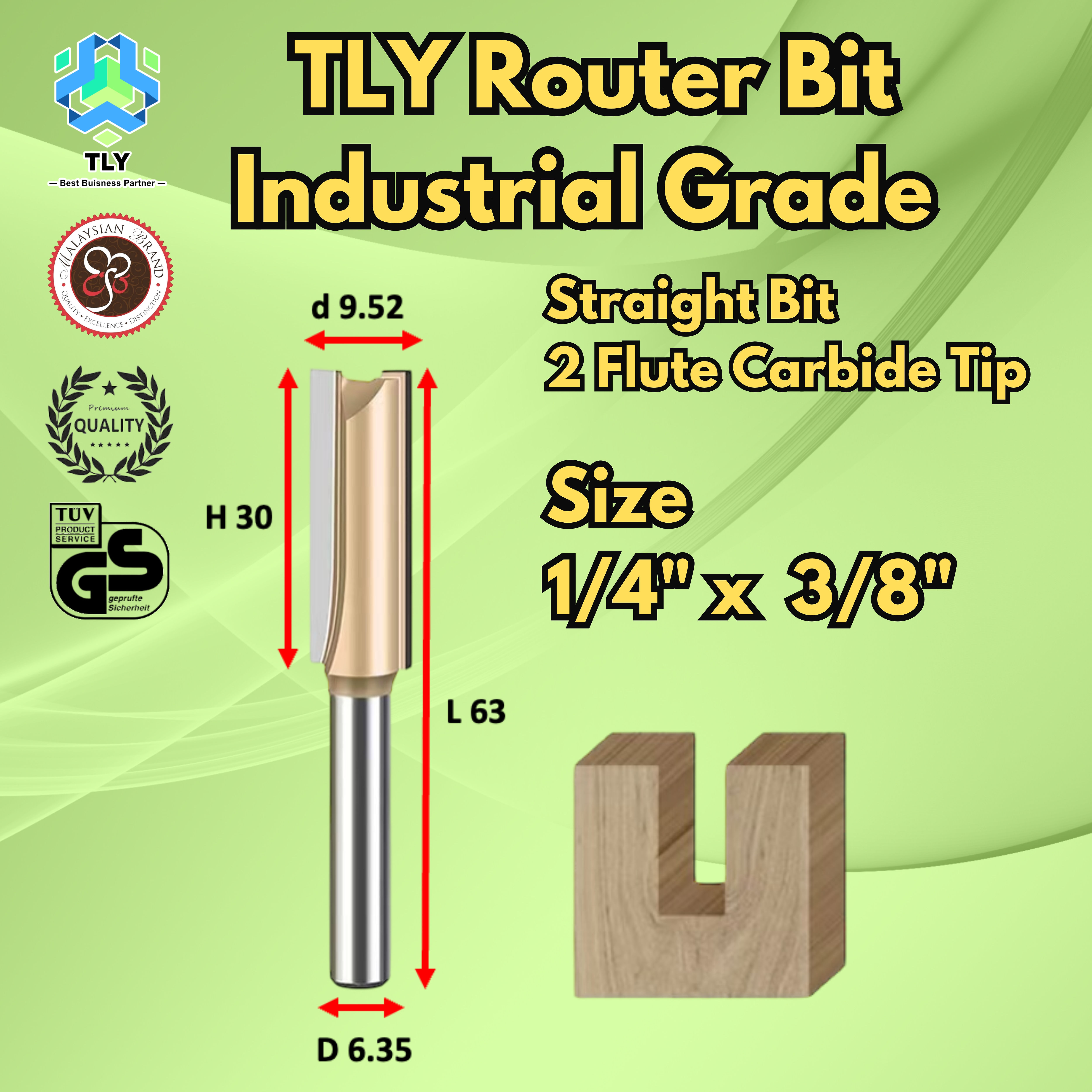 AGC06 TLY Straight Bit Router Bit - 1/4 x 3/8