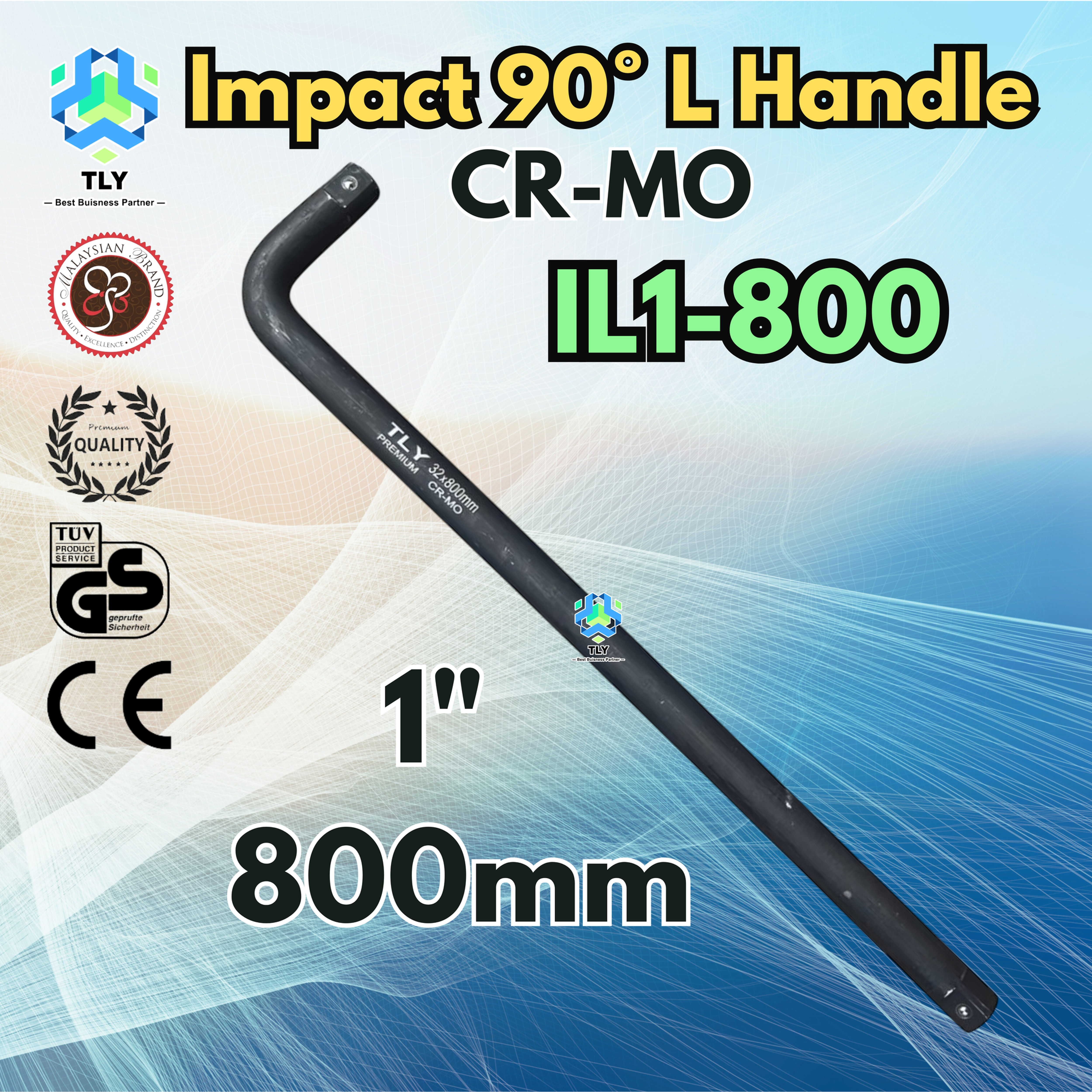 NEC02 TLY CR-MO Impact 90˚ L Handle 1" x 800mm IL1-800