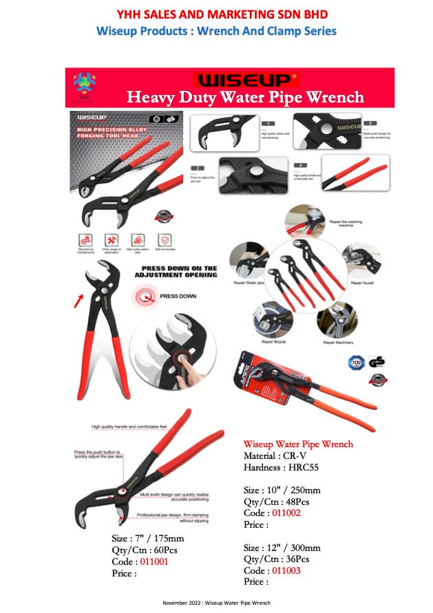 Thumbnail: JCF01 Wiseup Heavy Duty Water Pipe Wrench 7" 011001