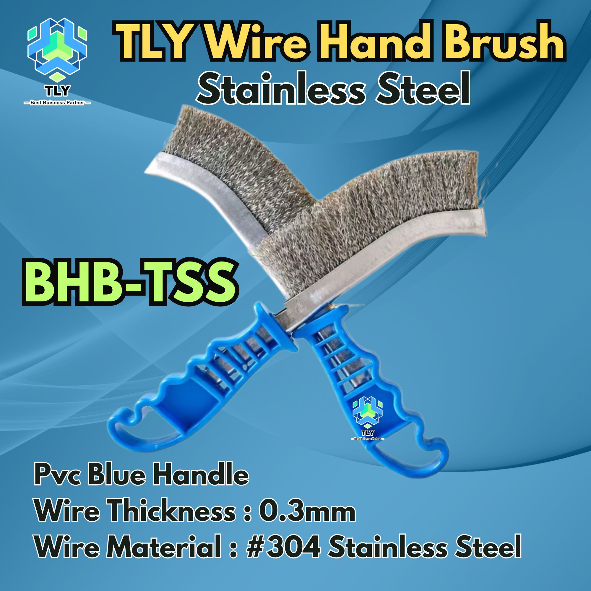 BAC02 TLY Blue Handle Hand Brush 304 Stainless Steel